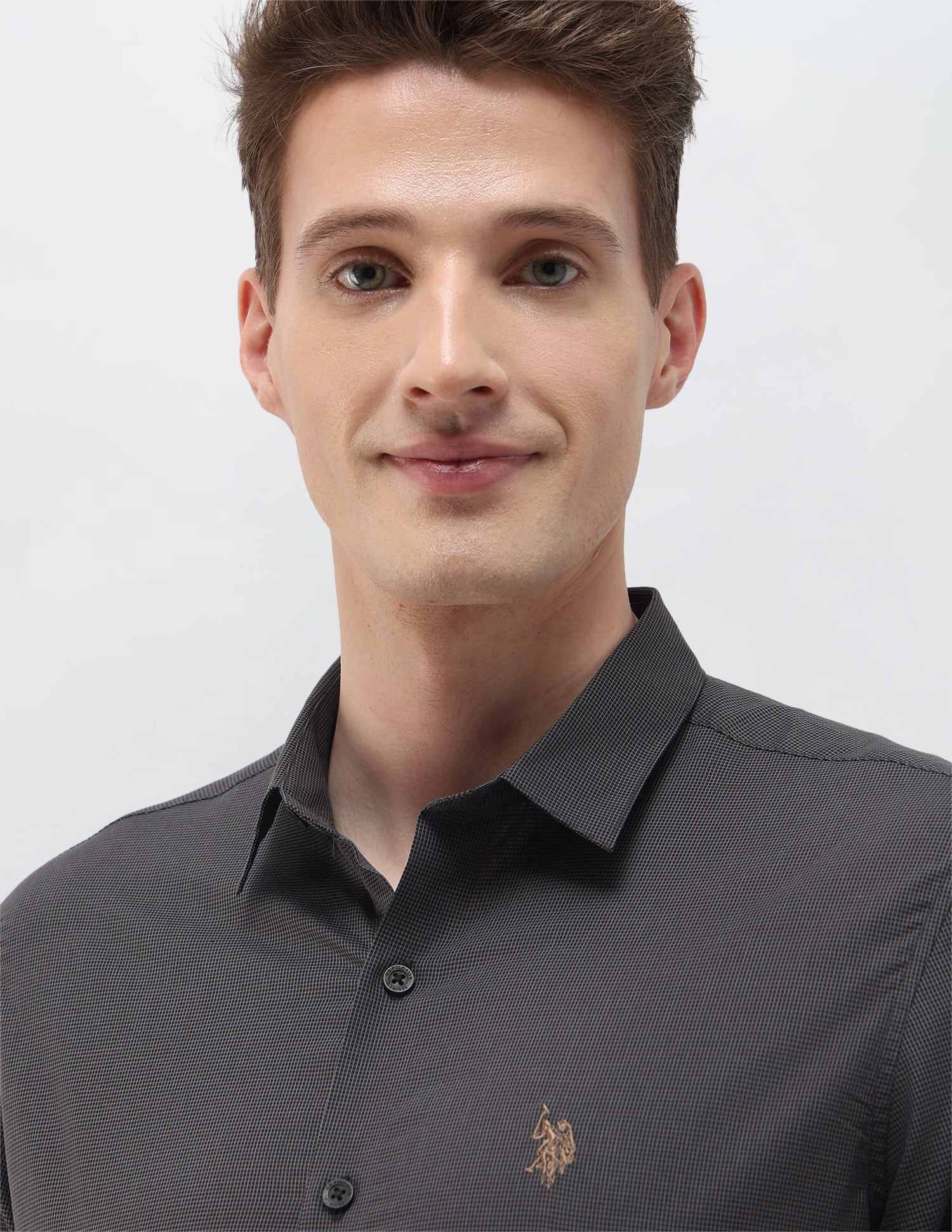 Micro Checked Black & Gold Shirt Dark Grey - U.S. Polo Assn. India | Large