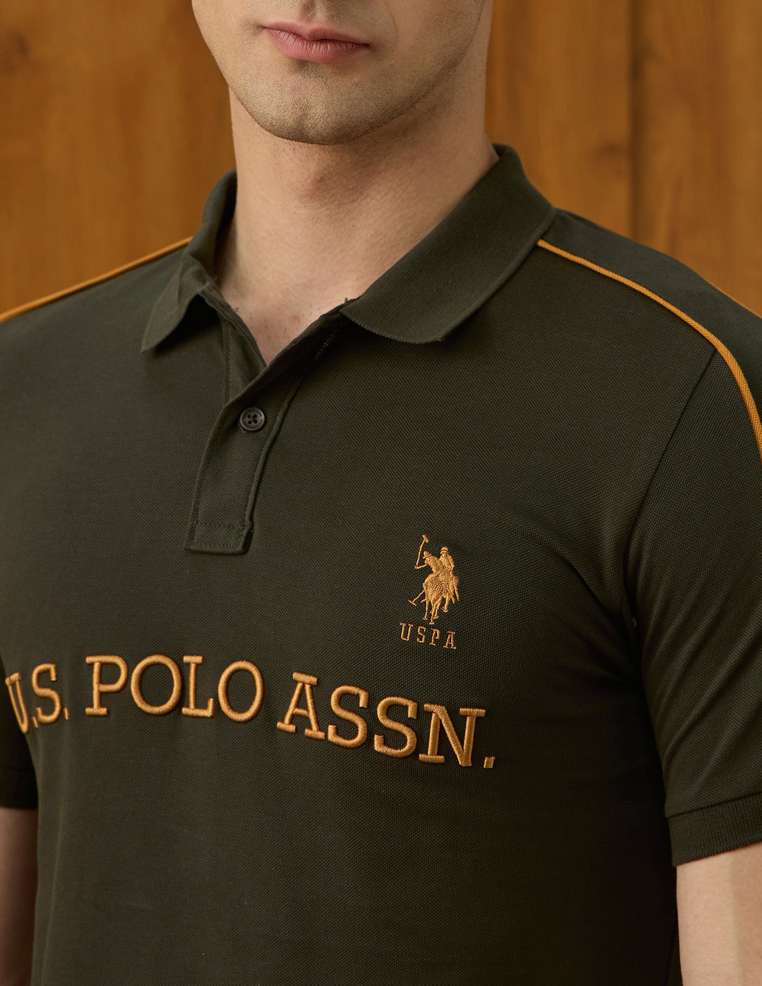 Brand Embroidered Equestrian Aisle Theater Polo Shirt Olive - U.S. POLO ASSN. | Large