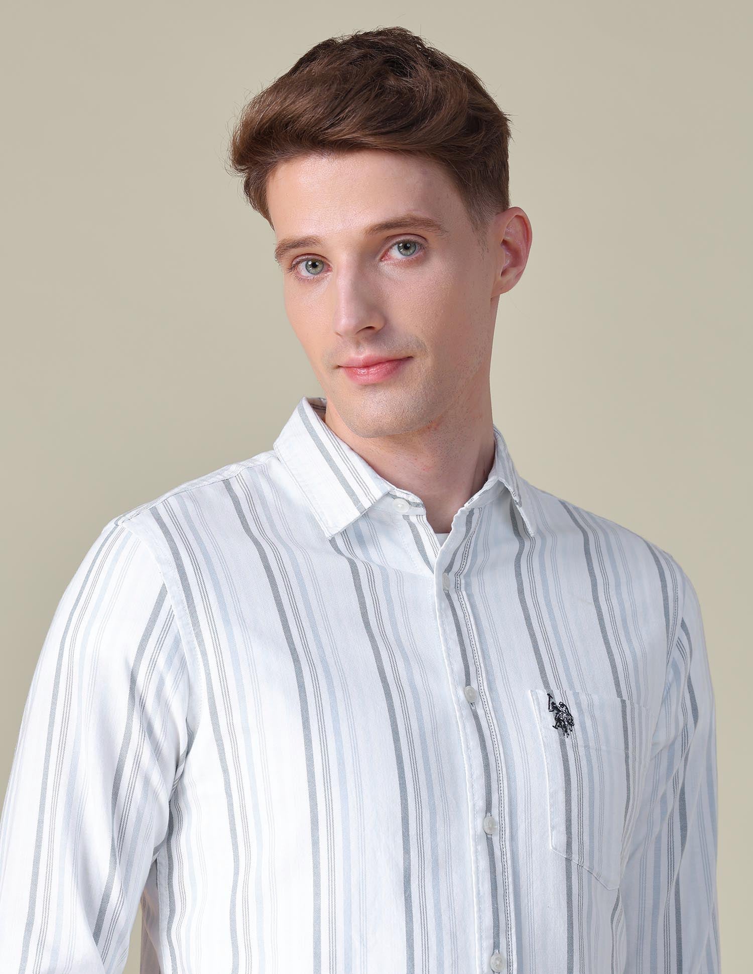 Vertical Striped Tailored Fit Shirt Blue - U.S. POLO ASSN. | Large