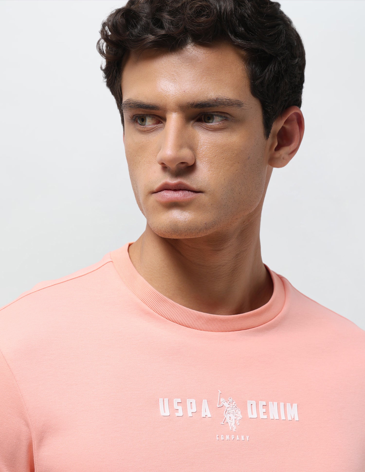 Solid Slim Fit T-Shirt Peach - U.S. Polo Assn. India | Large
