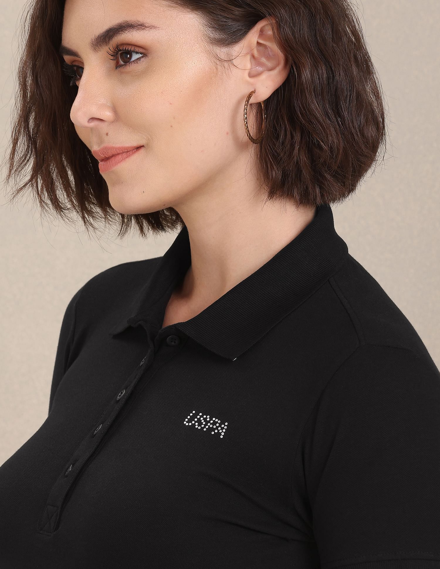 Embellished Logo Pique Polo Shirt Black - U.S. POLO ASSN. | Large