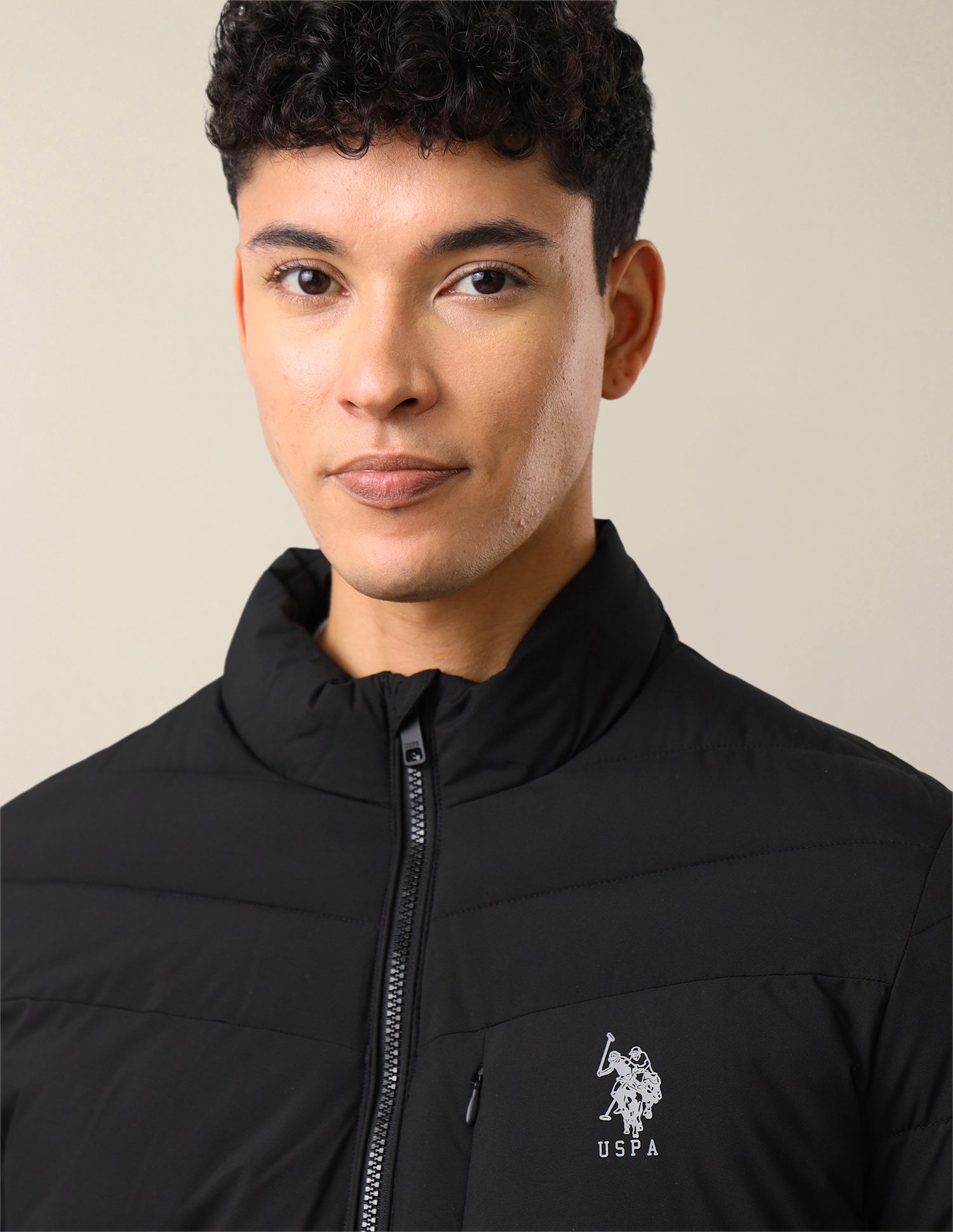 Solid Regular Fit Puffer Jacket Black - U.S. Polo Assn. India | Large