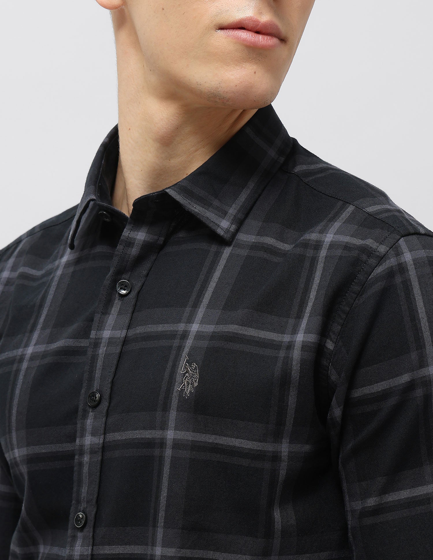 Tartan Checked Tailored Fit Shirt Grey - U.S. POLO ASSN. | Large