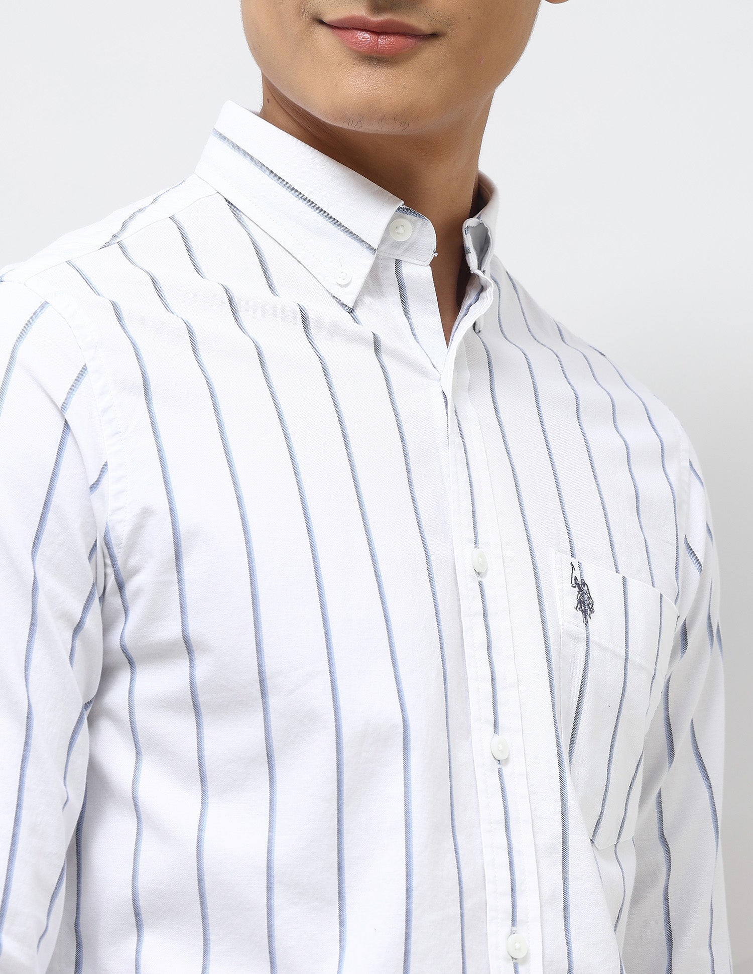 Vertical Striped Tailored Fit Shirt Blue - U.S. POLO ASSN. | Large