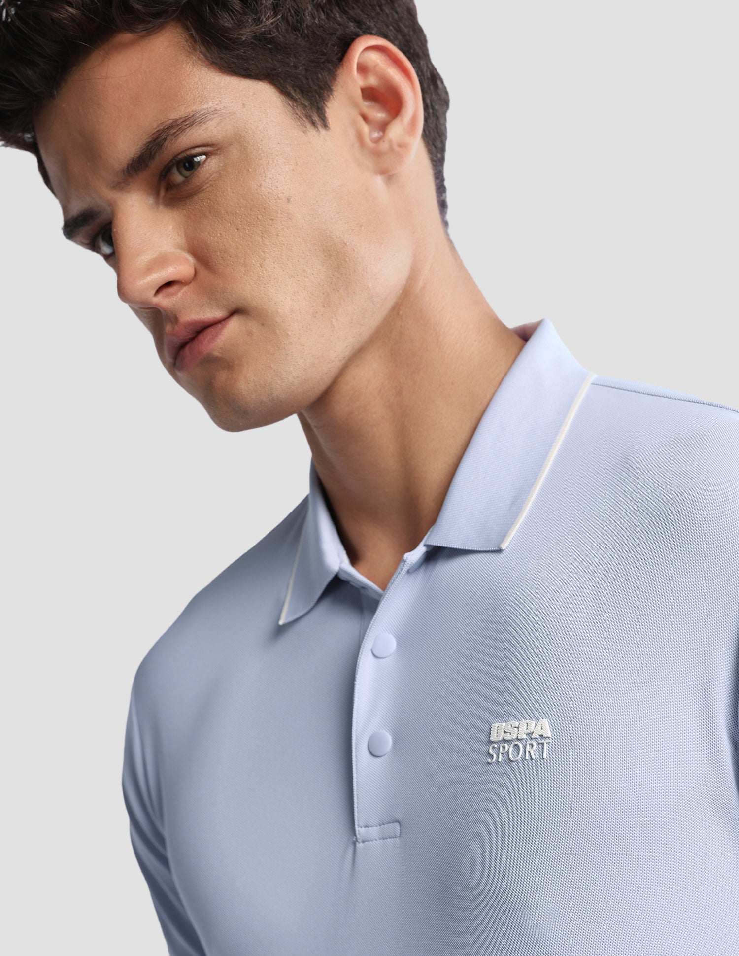Solid Regular Fit Active Polo Shirt Light Blue - U.S. Polo Assn. India | Large