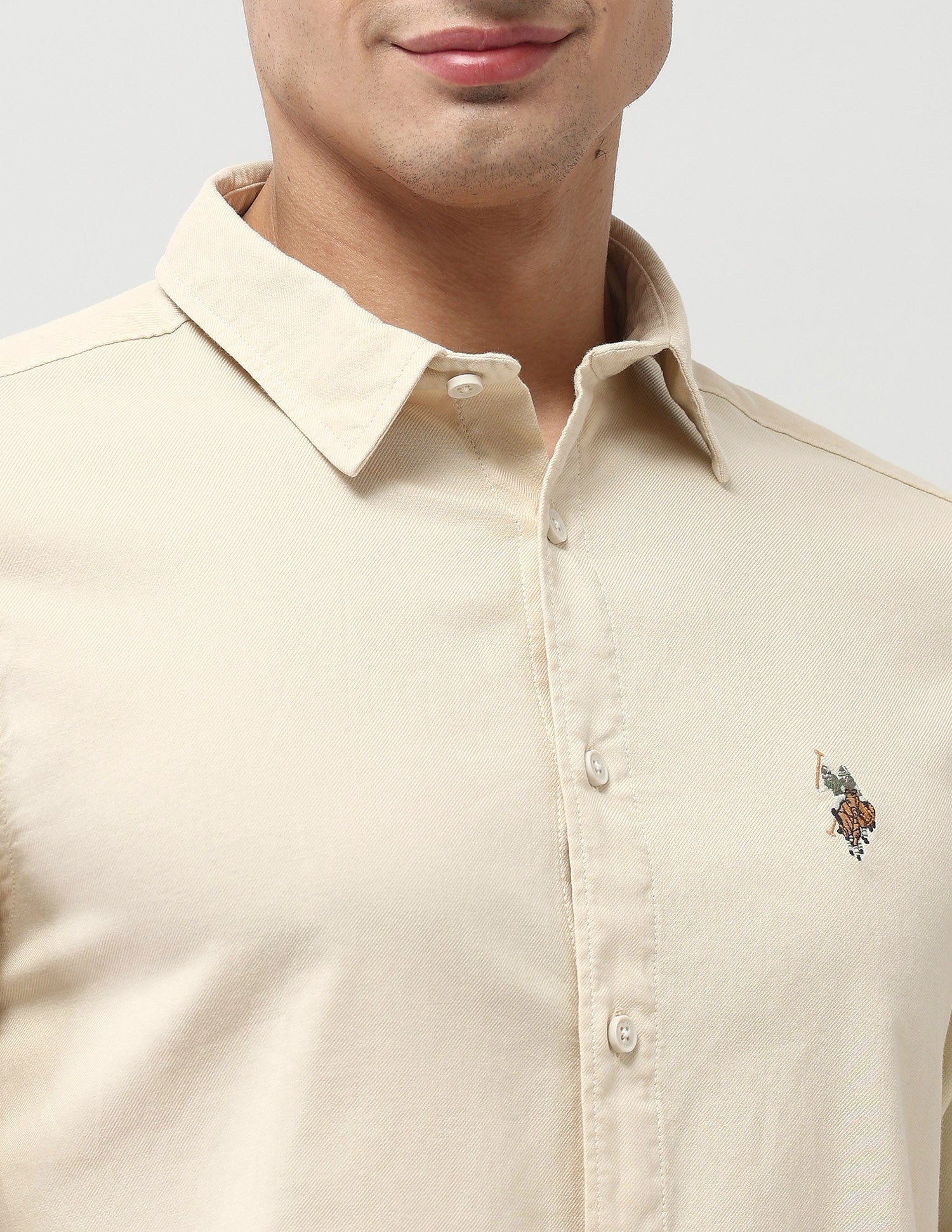 Twill Pure Cotton Shirt White - U.S. POLO ASSN. | Large