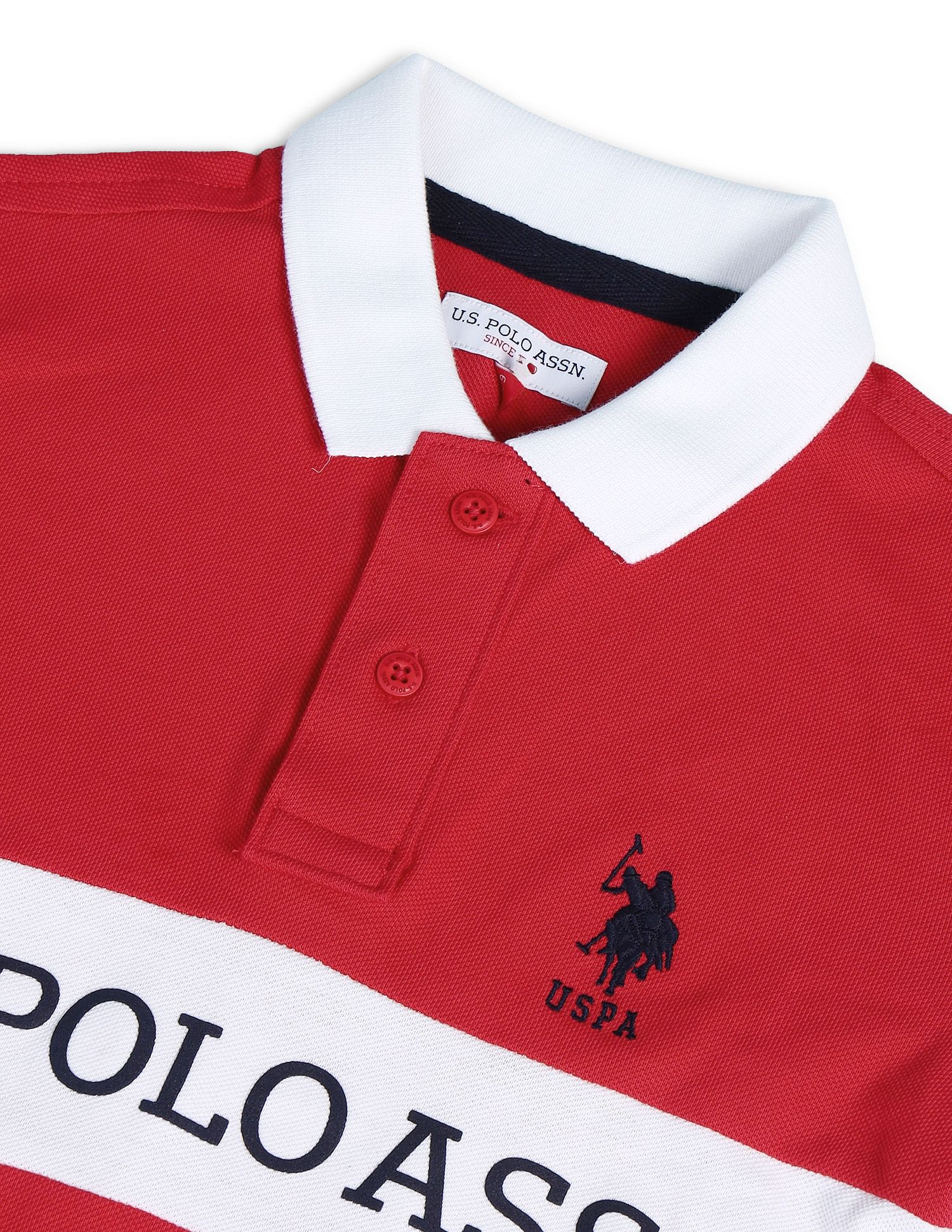 Boys Brand Printed Polo Shirt Medium Red - U.S. POLO ASSN. | Large