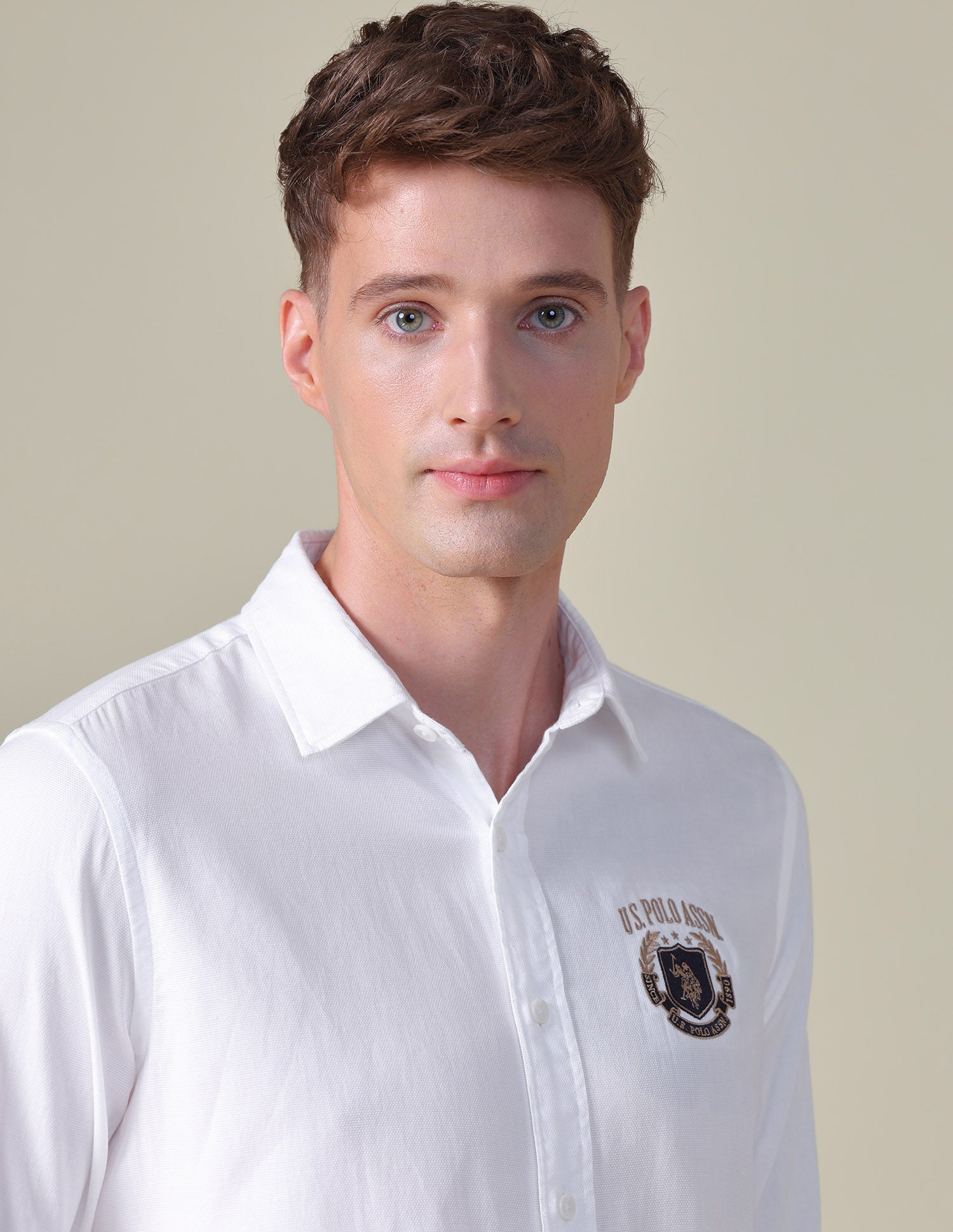 Dobby Tailored Fit Shirt White - U.S. POLO ASSN. | Large