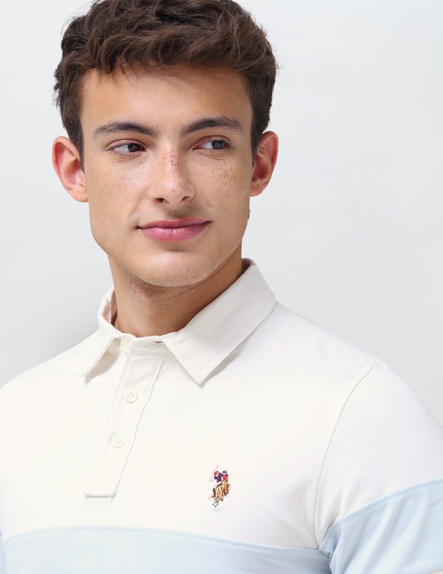 Colourblocked Slim Fit Polo Shirt Light Blue - U.S. Polo Assn. India | Large