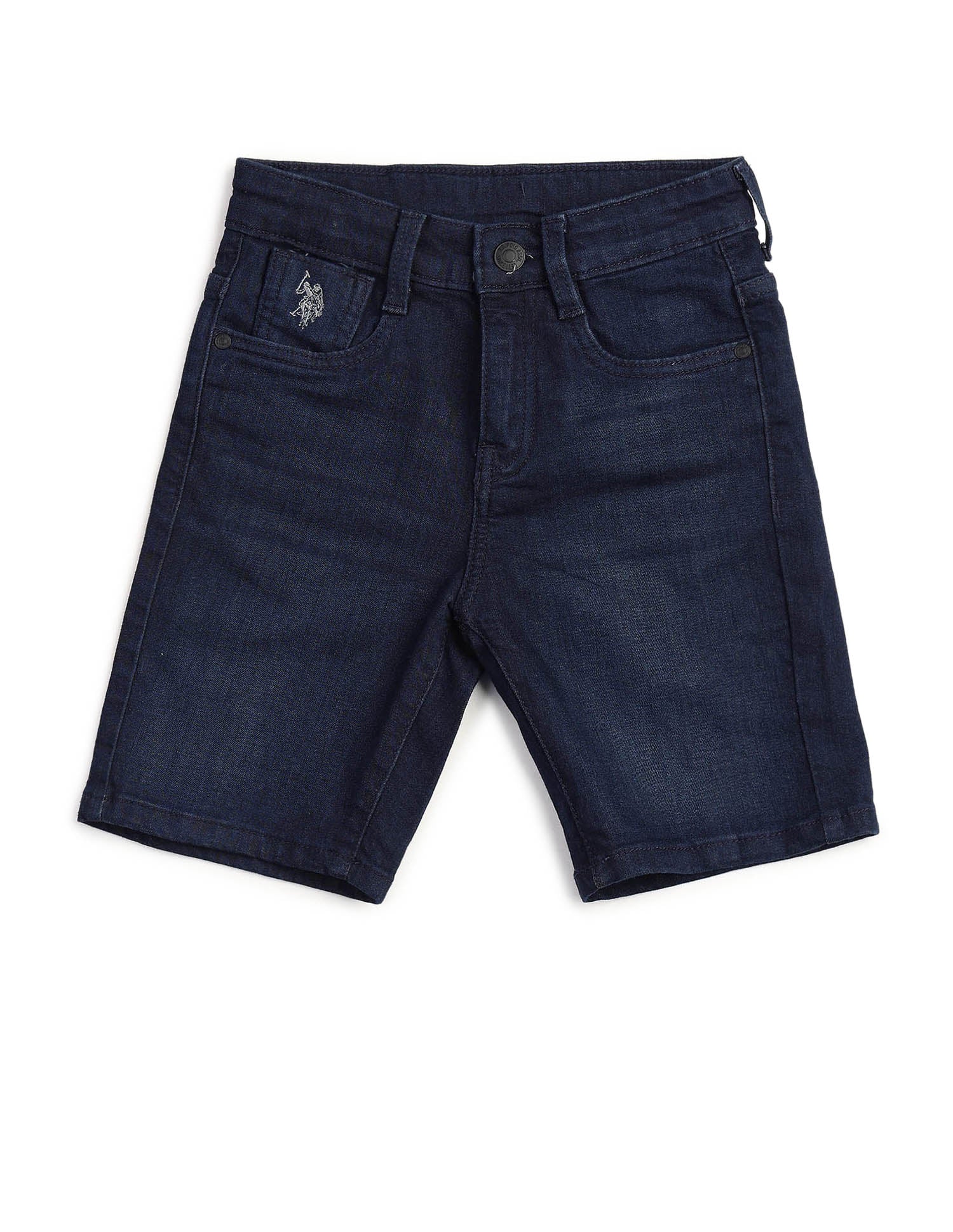 Boys Regular Fit Solid Denim Shorts Dark Wash - U.S. POLO ASSN. | Large