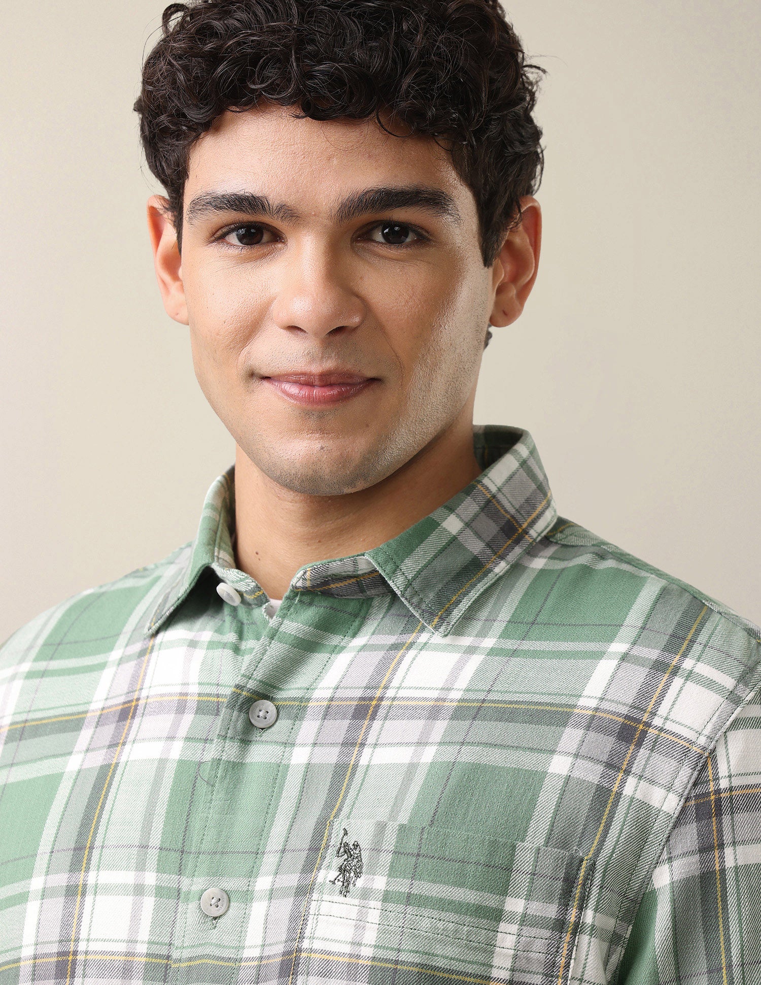 Plaid Checked Twill Shirt Green - U.S. Polo Assn. India | Large