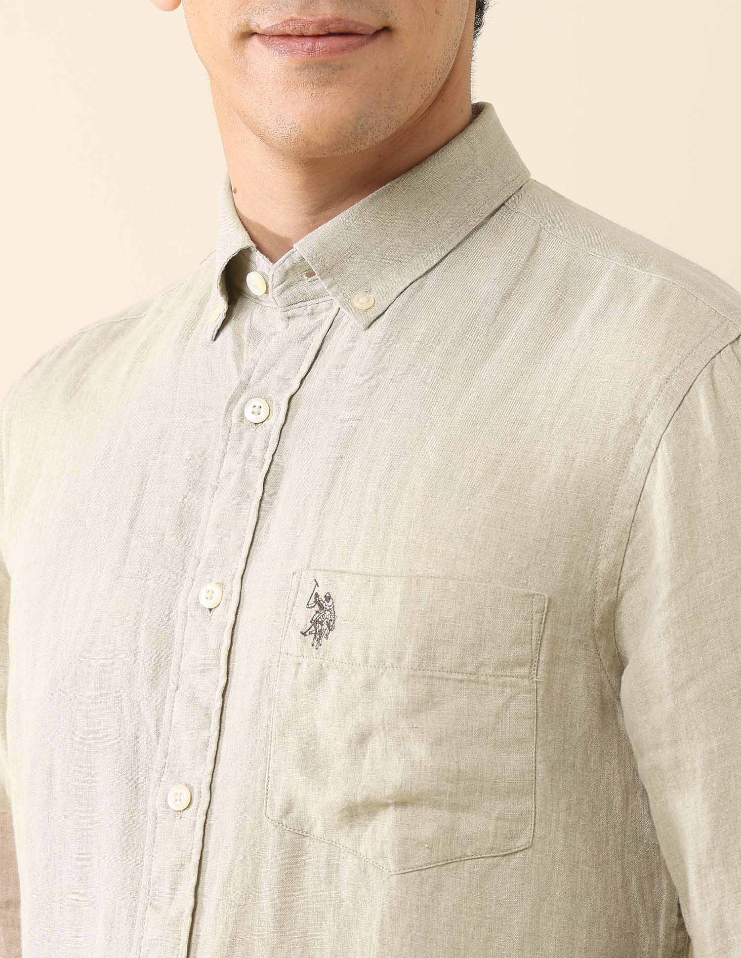 Solid Regular Fit Regular Shirt White - U.S. Polo Assn. India | Large