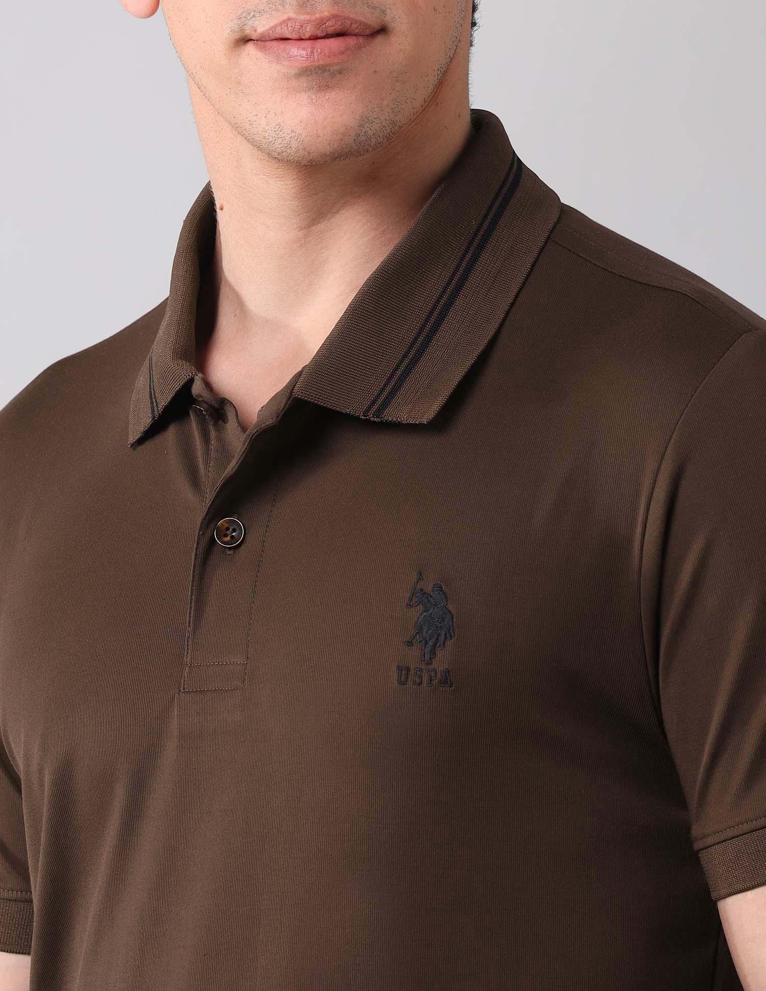 Solid Black Label Polo Shirt Dark Brown - U.S. Polo Assn. India | Large