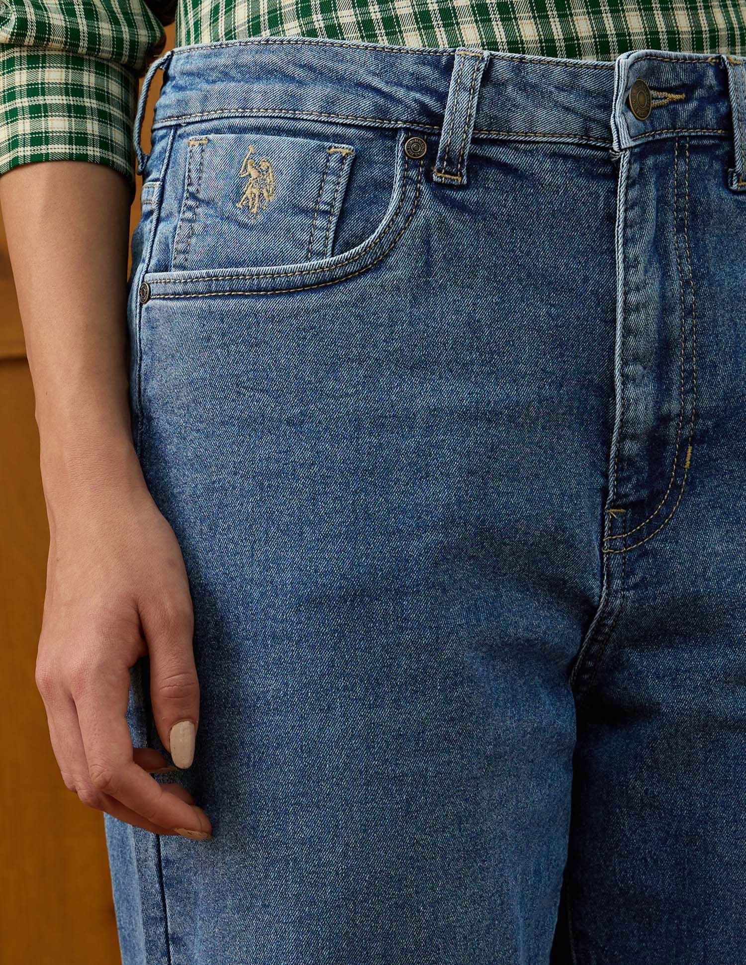 High Rise Carrot Fit Jeans Blue - U.S. POLO ASSN. | Large