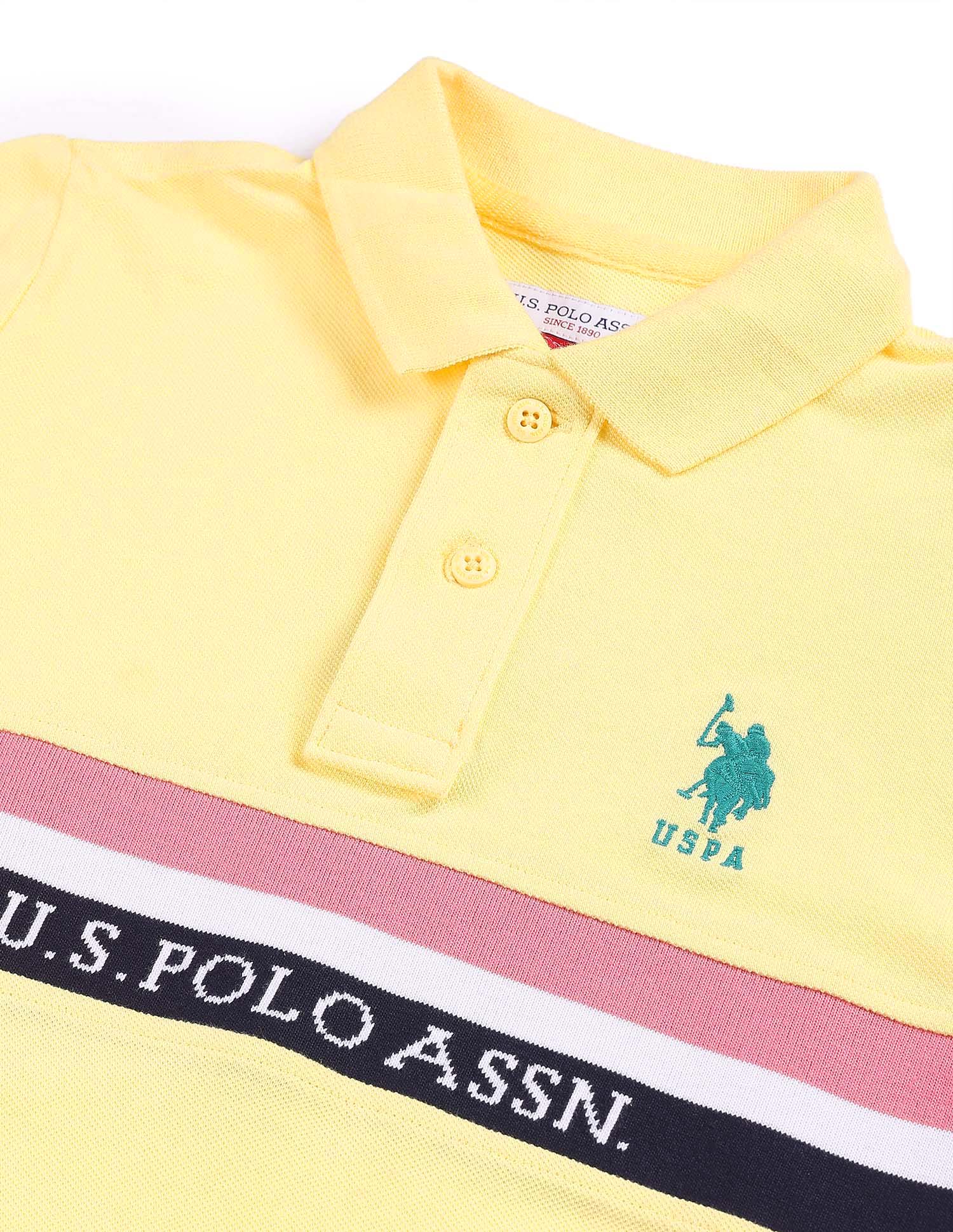 Boys Brand Tape Polo Shirt Light Yellow - U.S. POLO ASSN. | Large