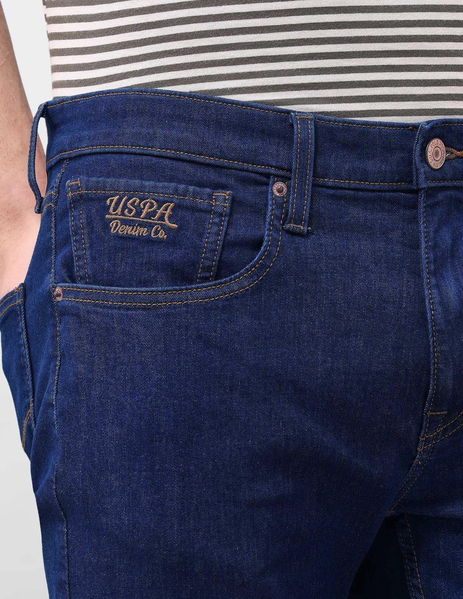 Solid Slim Tapered Fit Jeans Blue - U.S. Polo Assn. India | Large