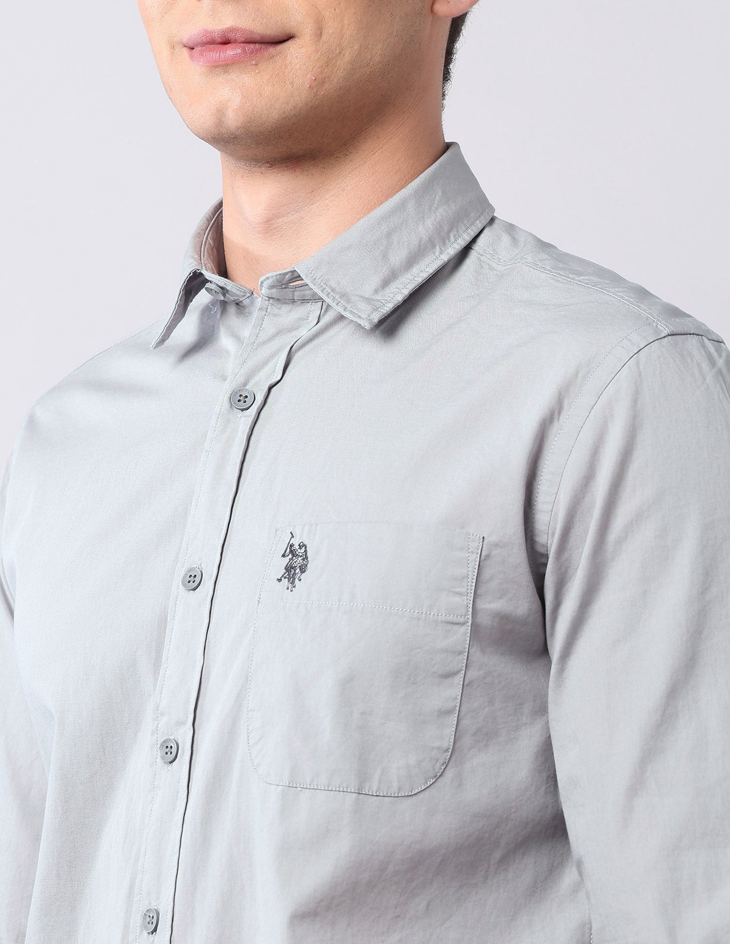 Pure Cotton Regular Fit Shirt Grey - U.S. POLO ASSN. | Large