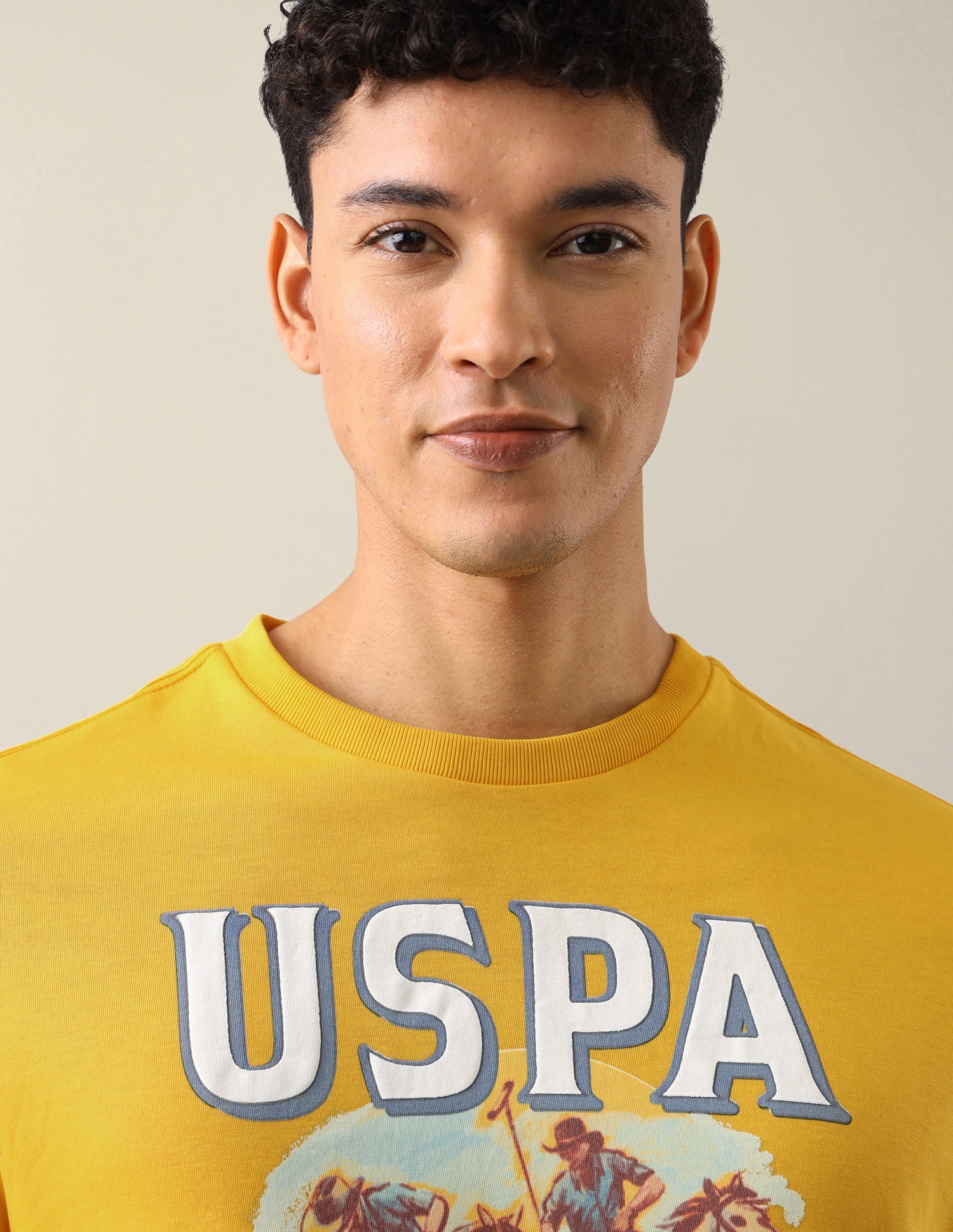 Graphic Brand Printed Slim Fit T-Shirt Yellow - U.S. Polo Assn. India | Large