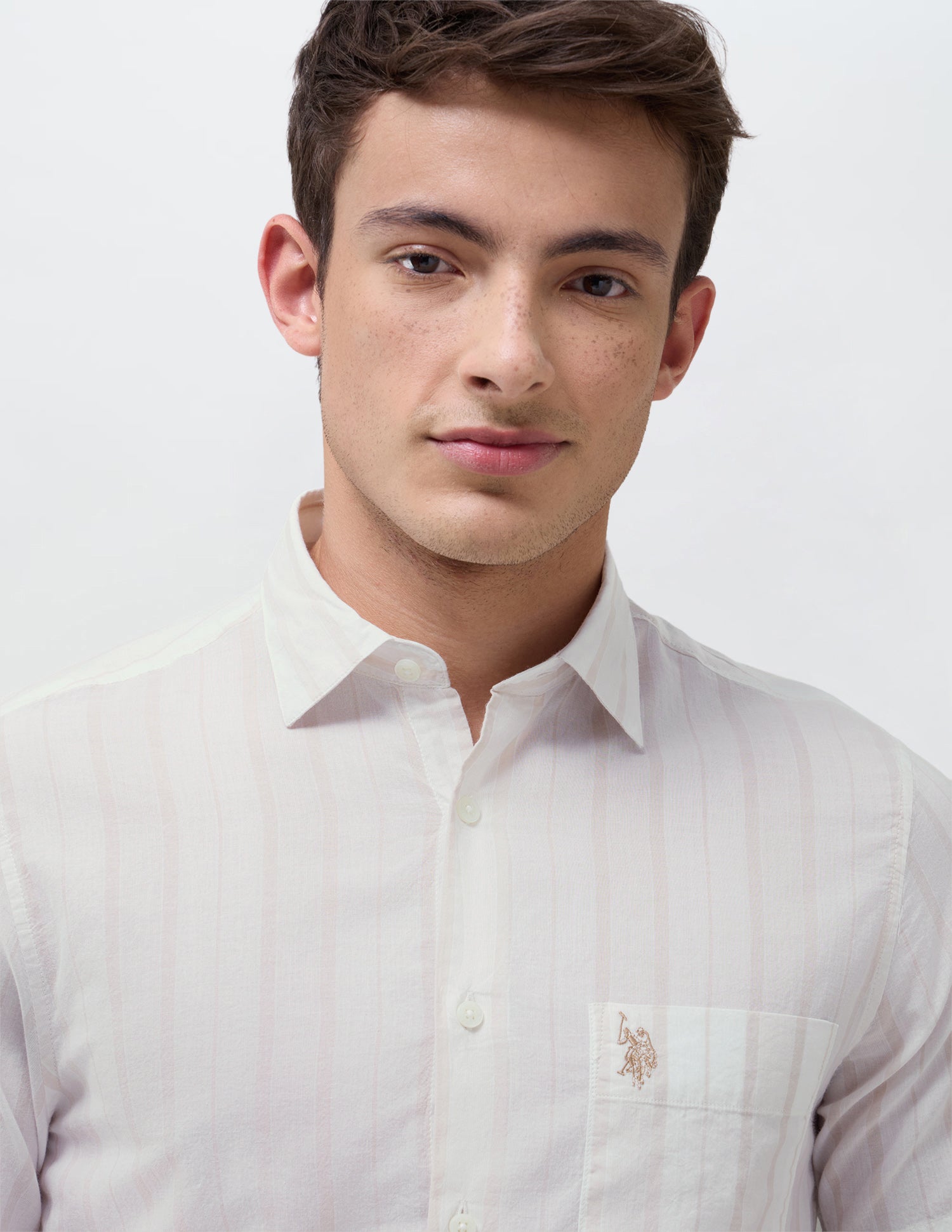 Vertical Striped Regular Fit Shirt Beige - U.S. Polo Assn. India | Large