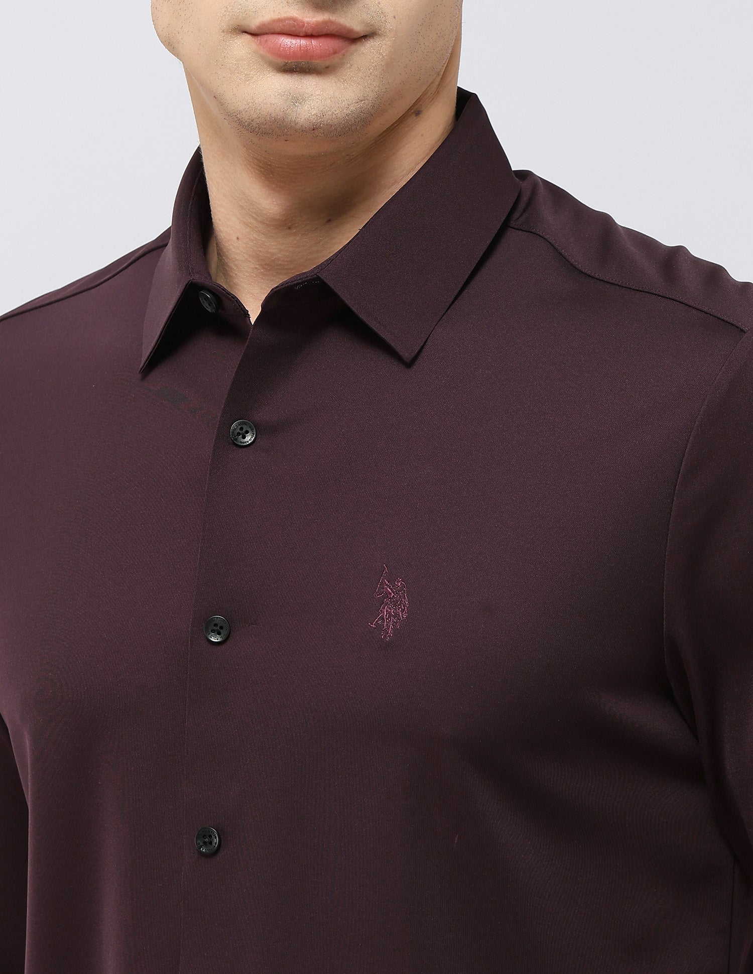 Solid Tailored Fit Shirt Maroon - U.S. POLO ASSN. | Large