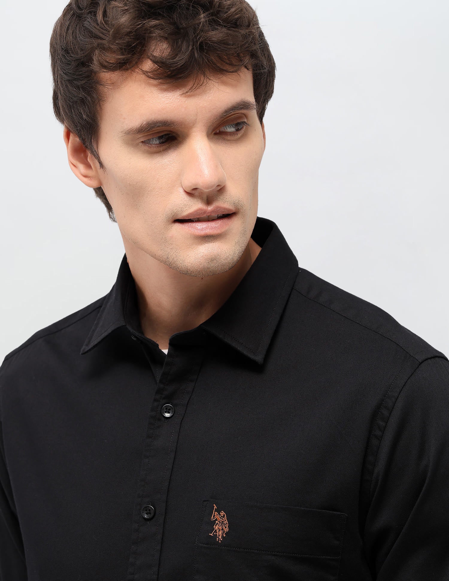 Solid Tailored Fit Shirt Black - U.S. Polo Assn. India | Large