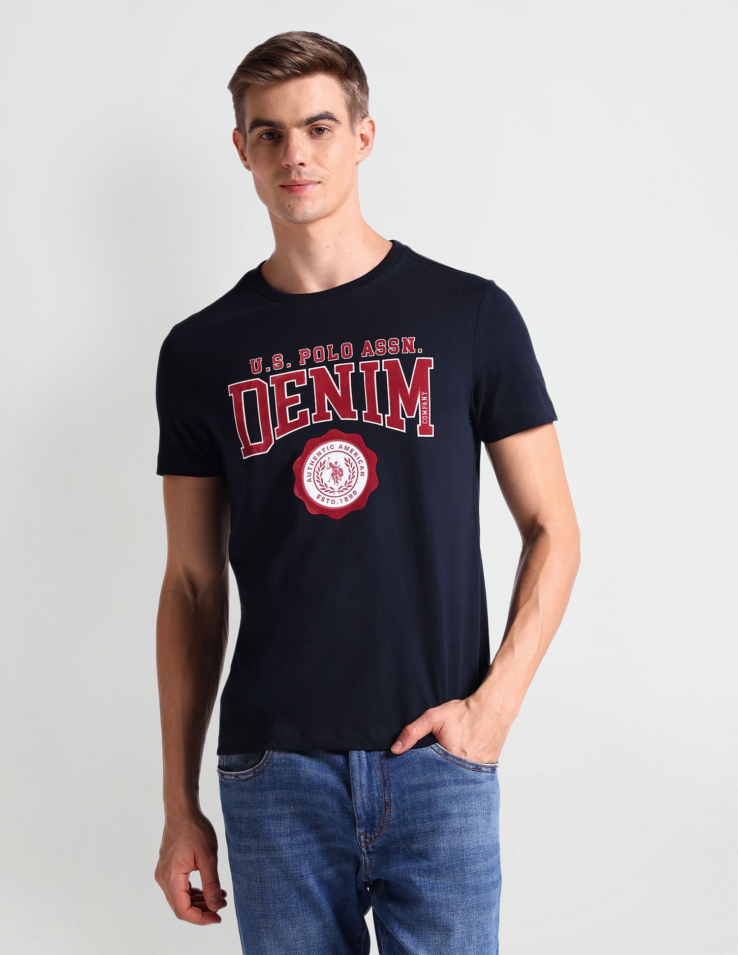 Muscle Fit Appliqued T-Shirt Navy - U.S. Polo Assn. India | Large