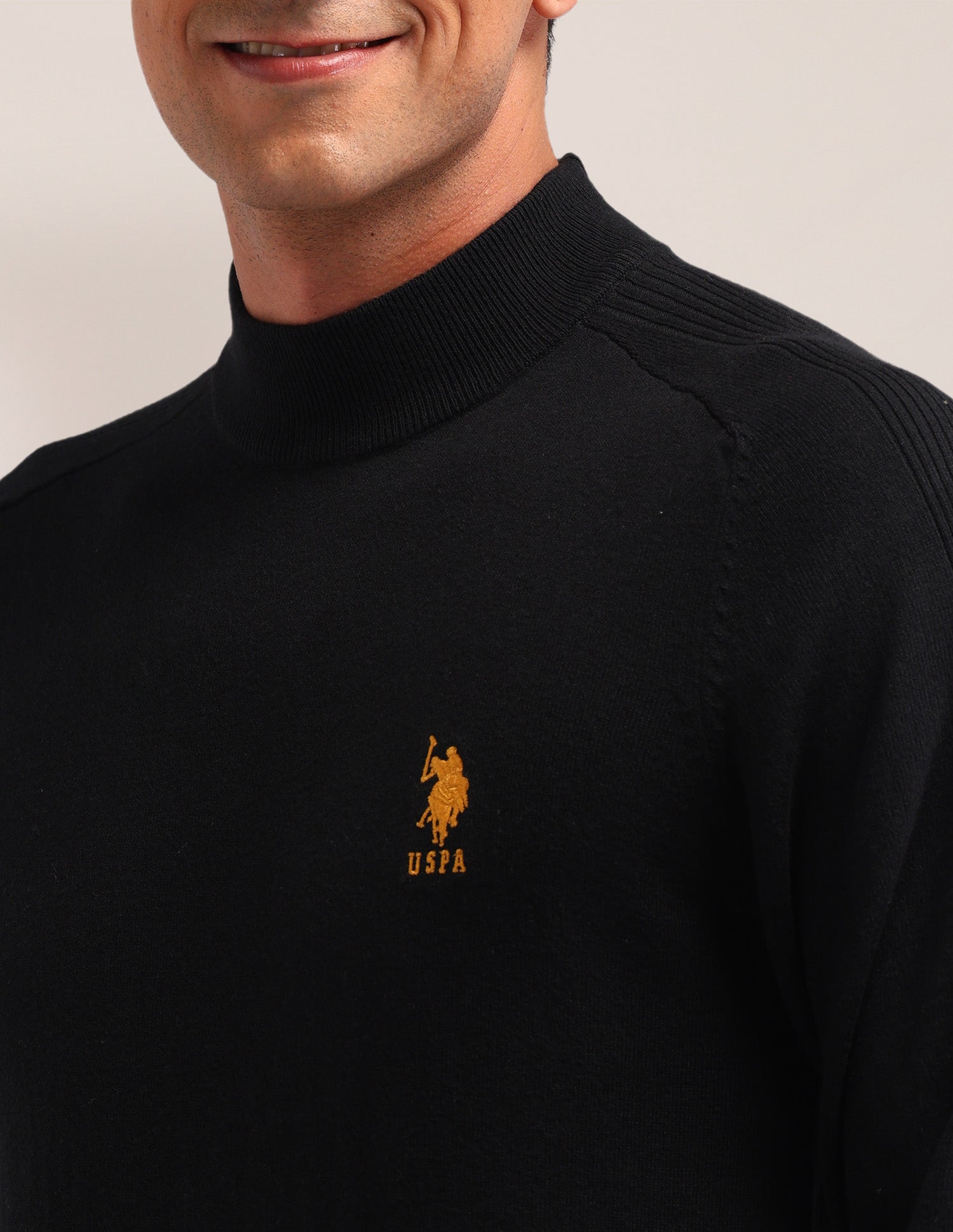 Solid Regular Fit Sweater Black - U.S. Polo Assn. India | Large