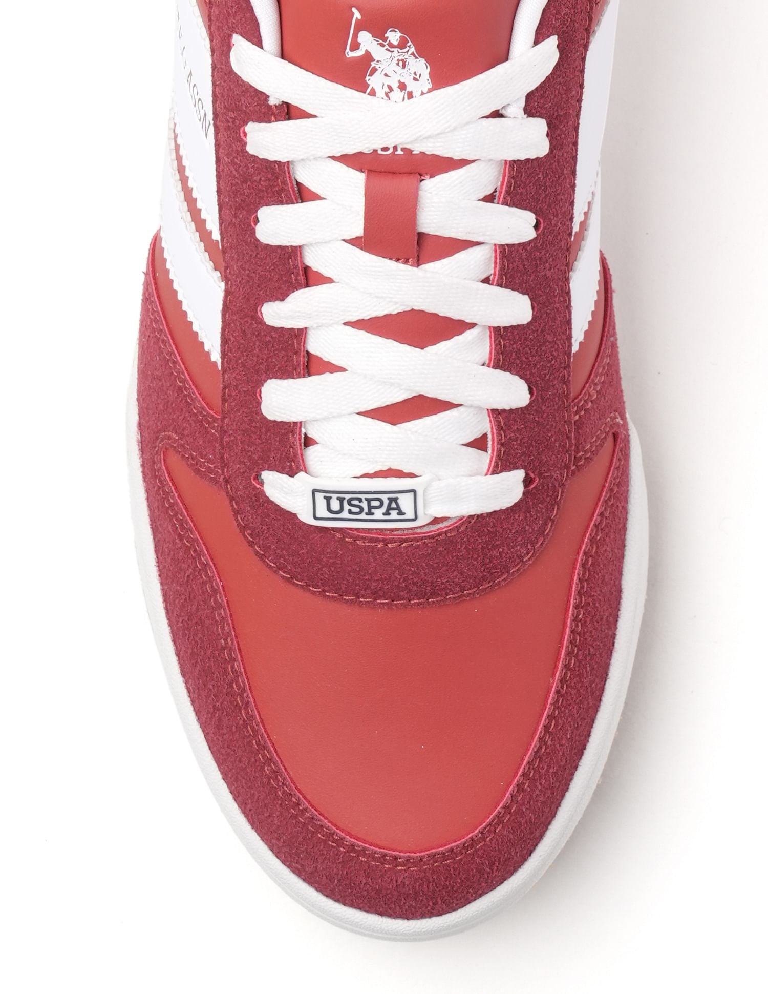 Men Gren Suede Colourblocked Sneakers Dark Red - U.S. POLO ASSN. | Large