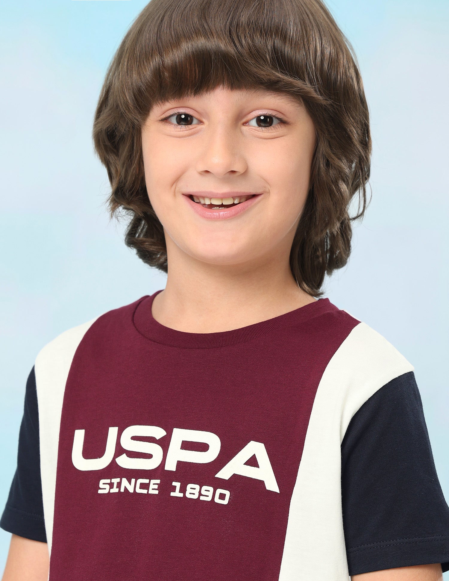Colour Blocked Brand Printed Regular Fit T-Shirt Maroon - U.S. Polo Assn. India | Large