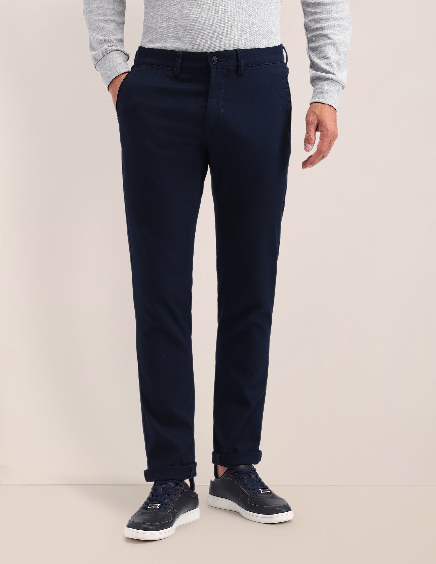 Denver Slim Fit Solid Trousers Navy - U.S. POLO ASSN. | Large