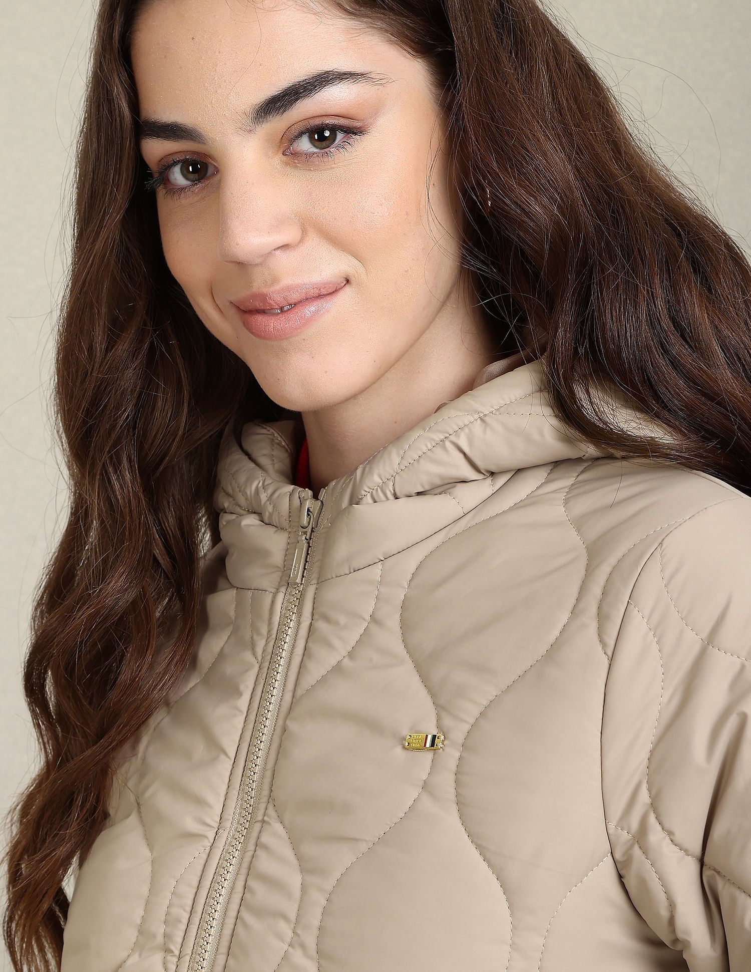 Solid Hooded Puffer Jacket Camel - U.S. Polo Assn. India | Large