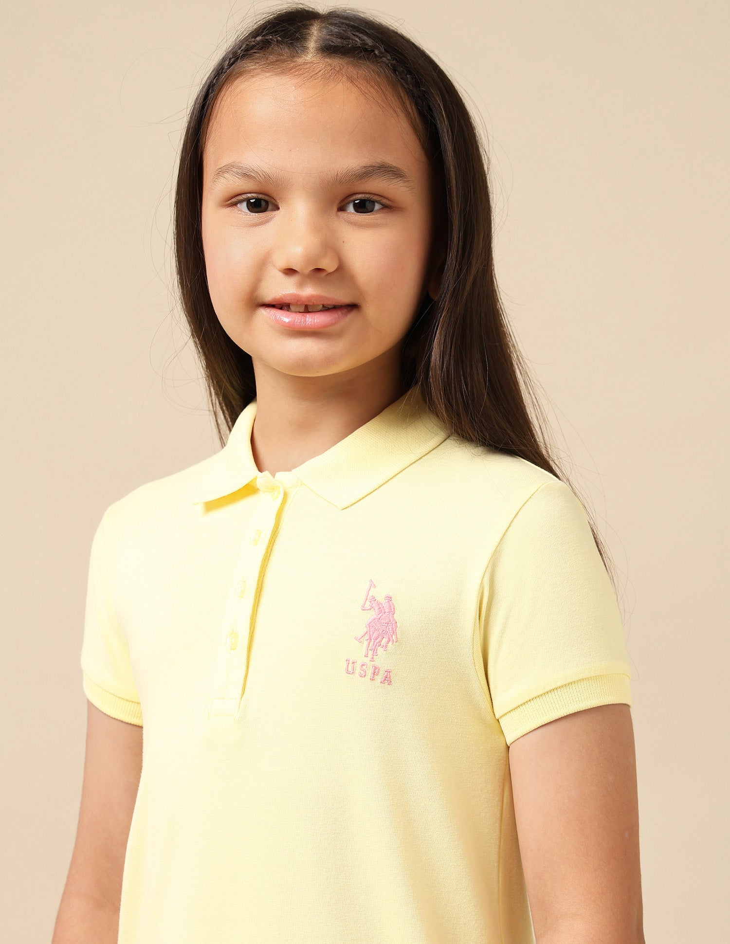Girls Flared Hem Solid Polo Dress Yellow - U.S. Polo Assn. India | Large