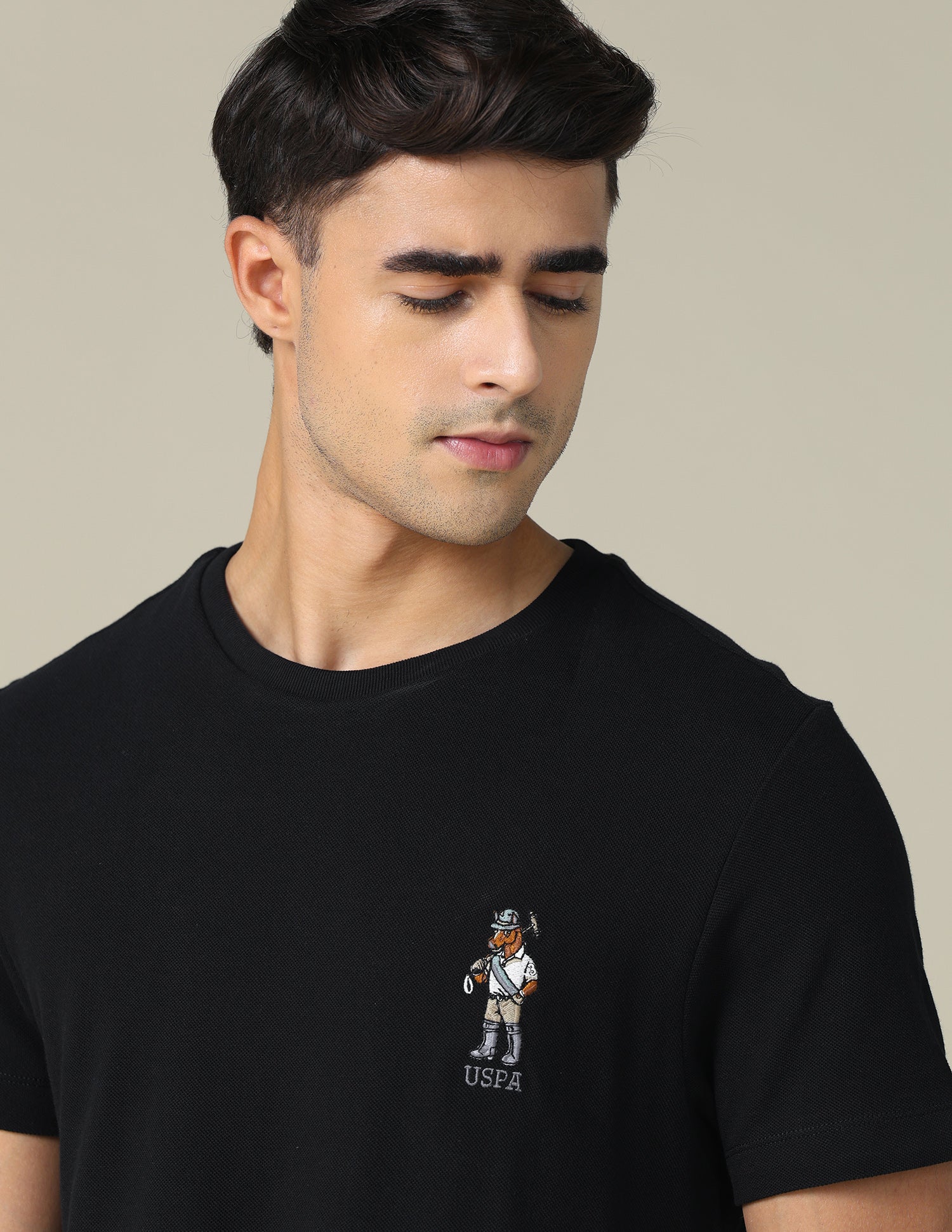 Regular Fit Solid T-shirt Black - U.S. POLO ASSN. | Large