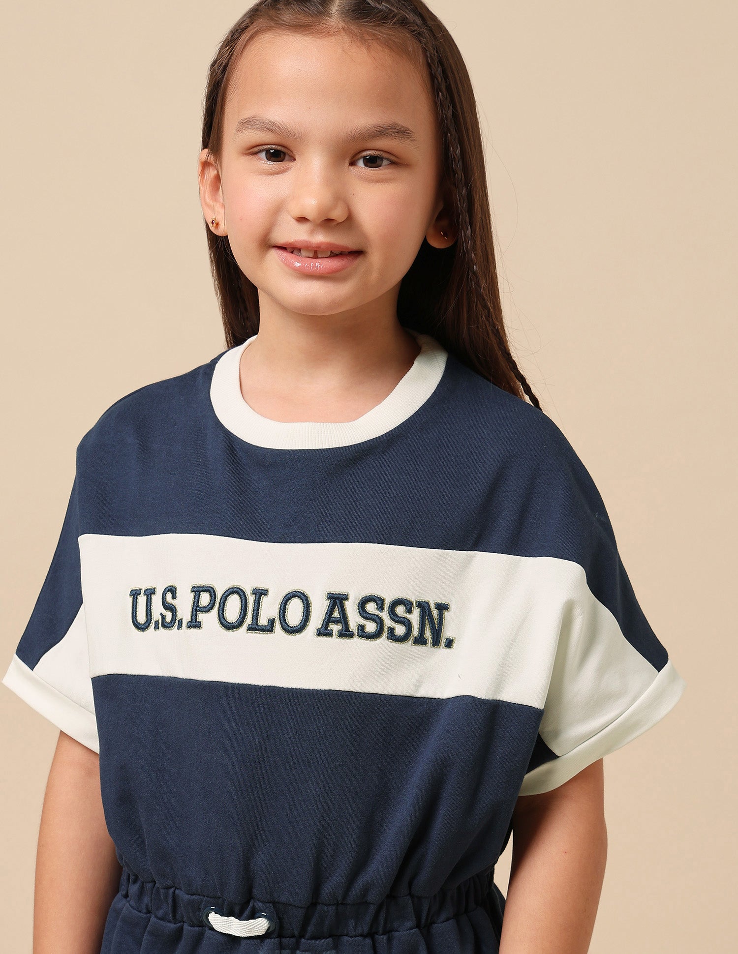Girls Brand Embroidered A-Line Dress Navy - U.S. POLO ASSN. | Large