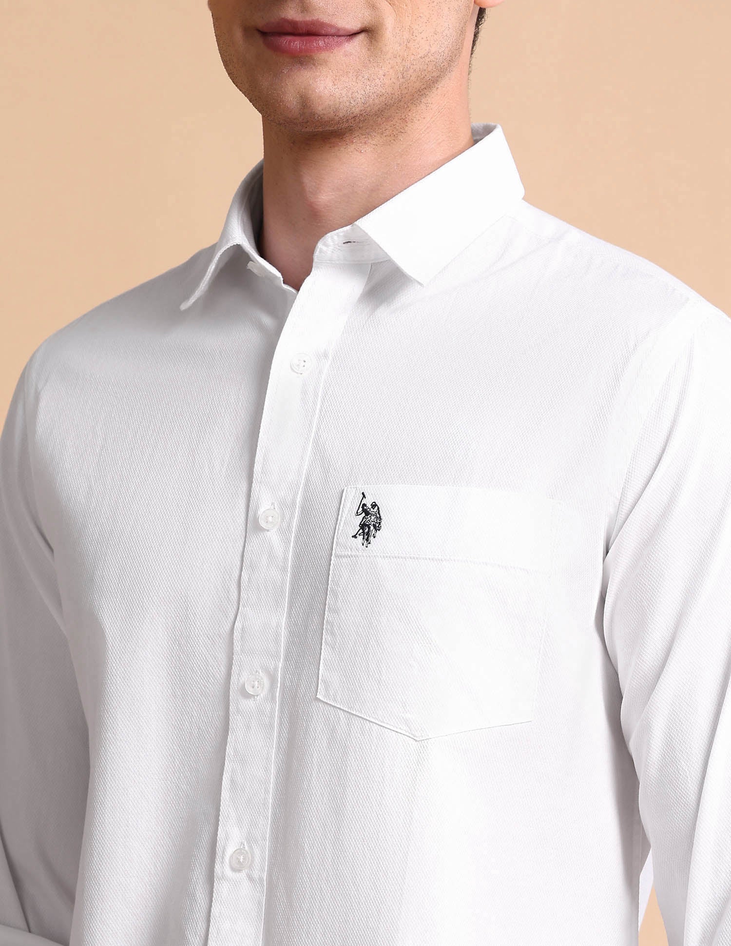 Pure Cotton Tailored Fit Shirt White - U.S. POLO ASSN. | Large