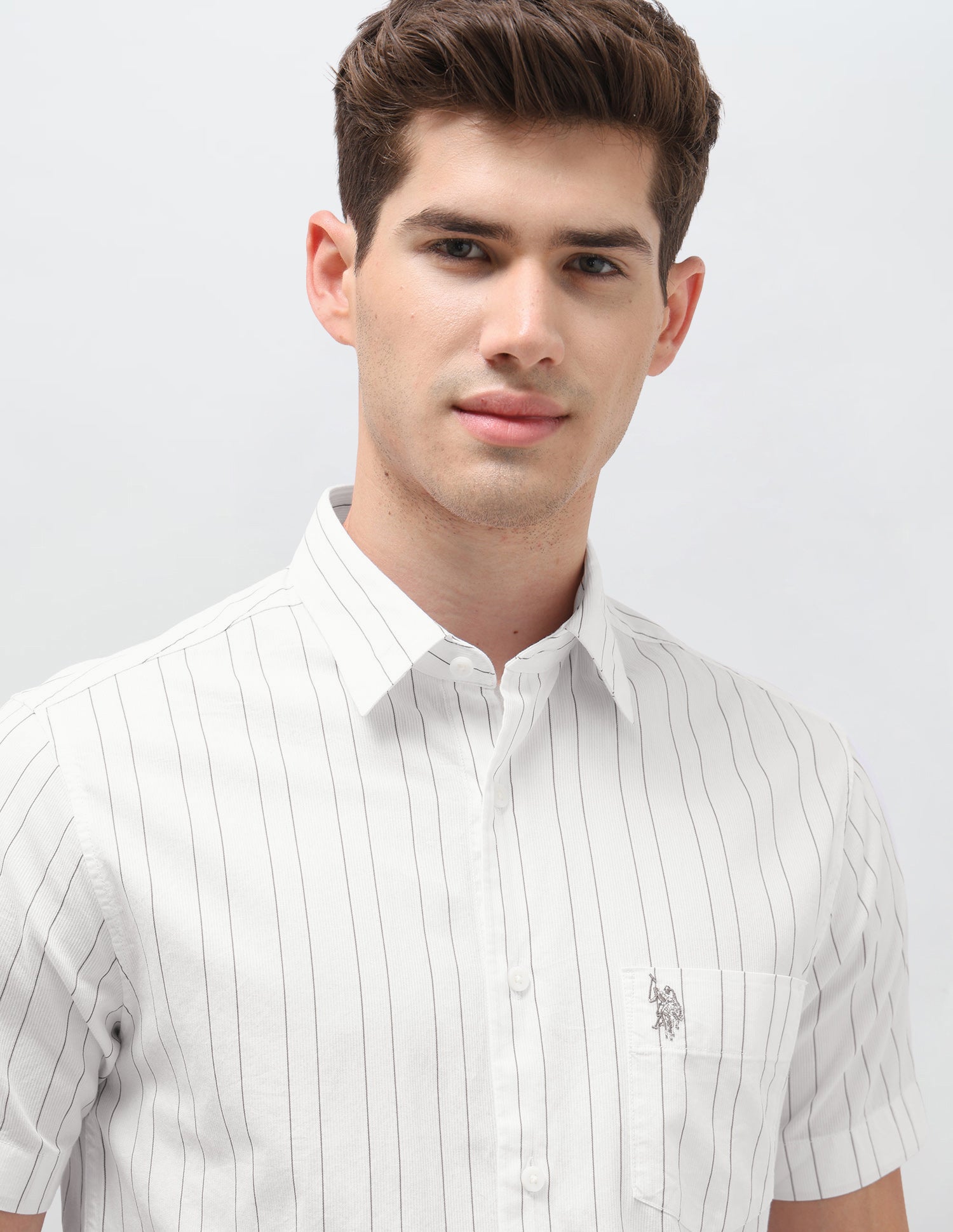 Dobby Vertical Striped Shirt White - U.S. Polo Assn. India | Large