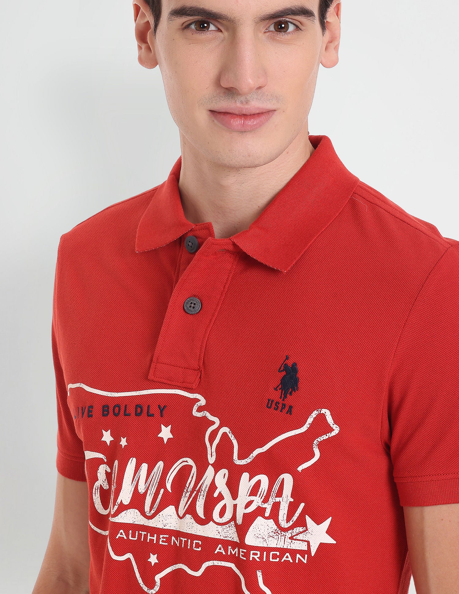 Iconic Graphic Print Polo Shirt Red - U.S. Polo Assn. India | Large