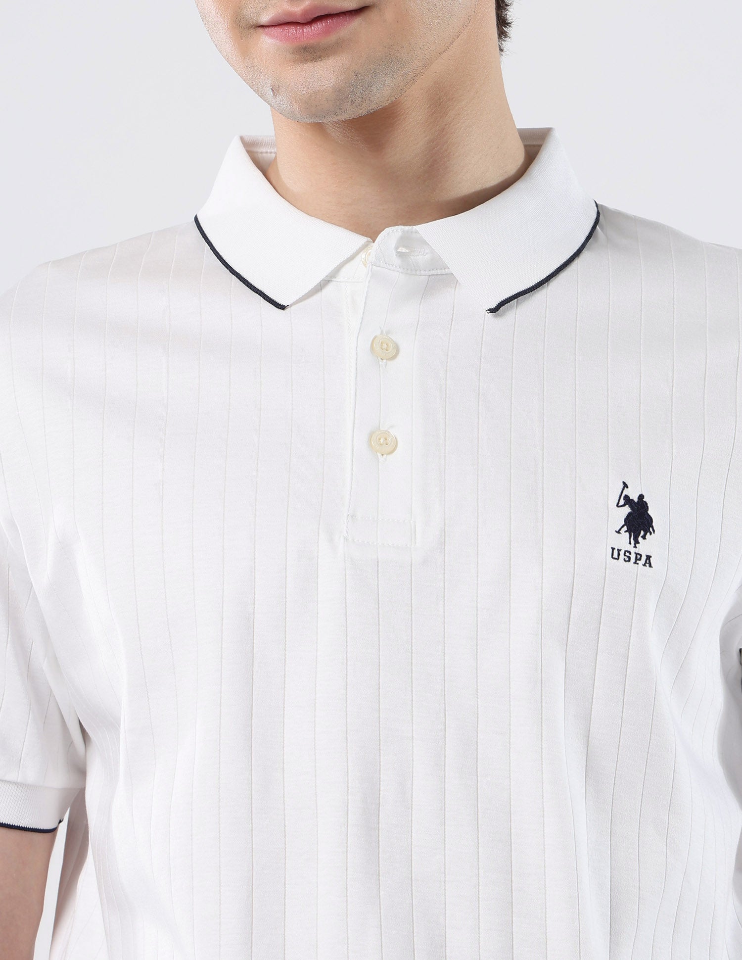 Textured Cotton 135 Anniversary Polo Shirt White - U.S. Polo Assn. India | Large