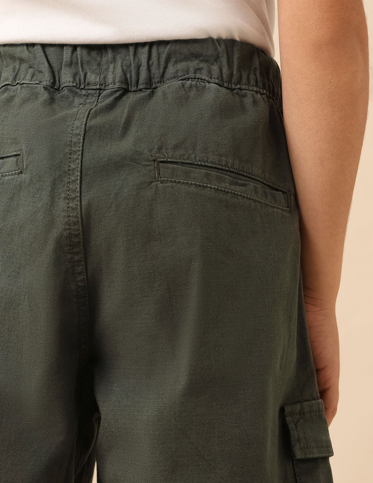 Boys Relaxed Fit Textured Cargo Shorts Olive - U.S. POLO ASSN. | Large