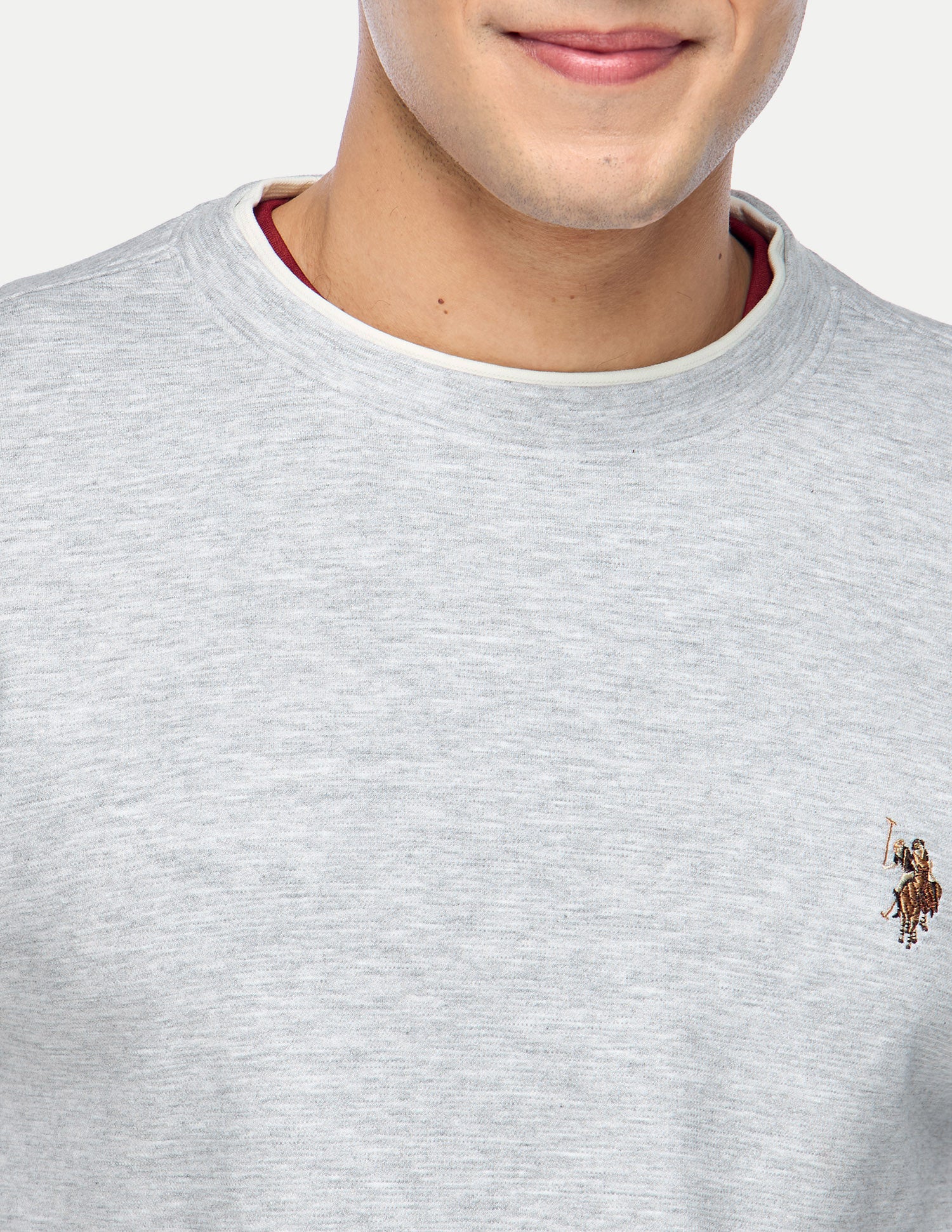Heathered Regular Fit Sweatshirt Grey Melang - U.S. Polo Assn. India | Large