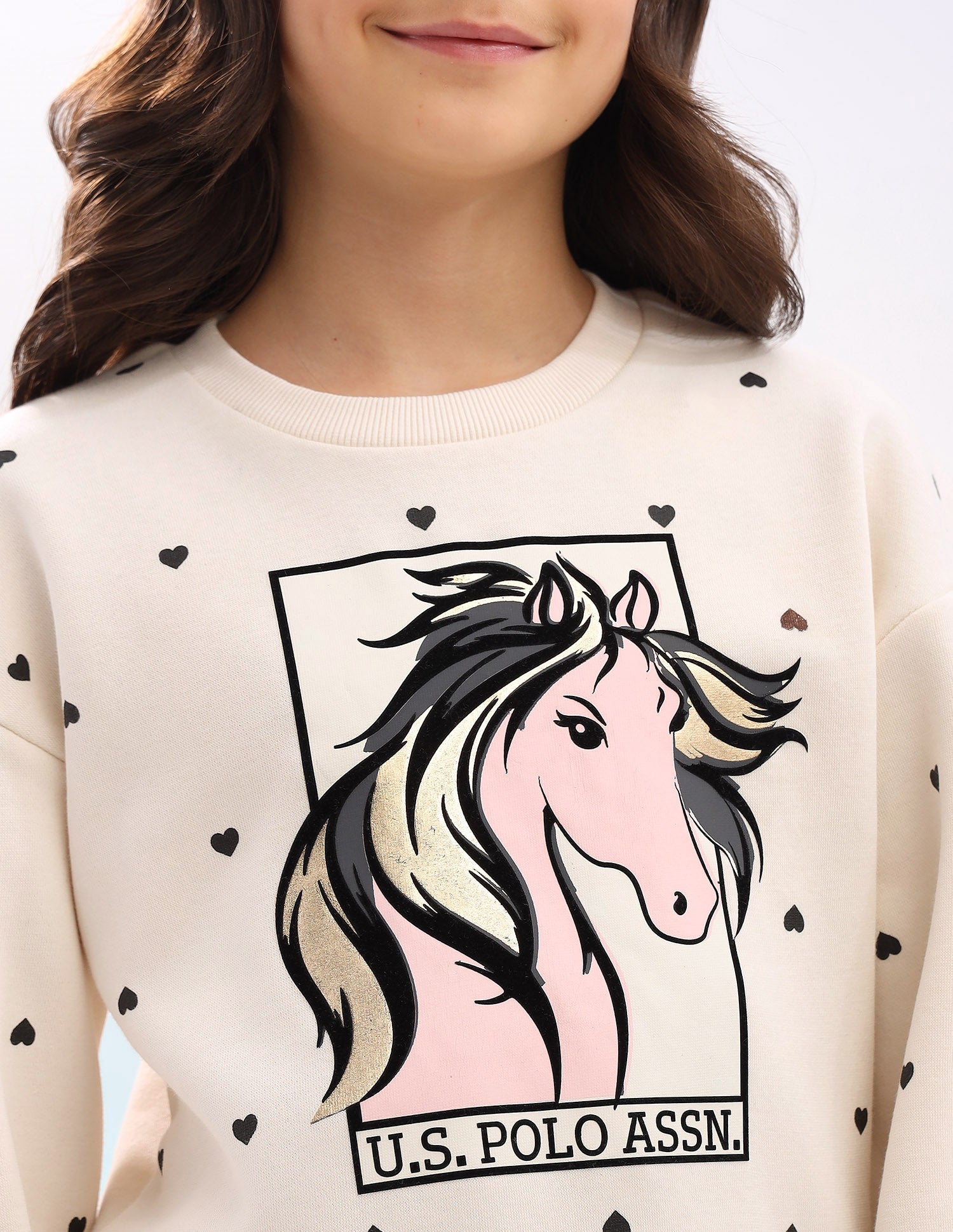 Graphic Printed Regular Fit Sweatshirt Beige - U.S. POLO ASSN. | Large