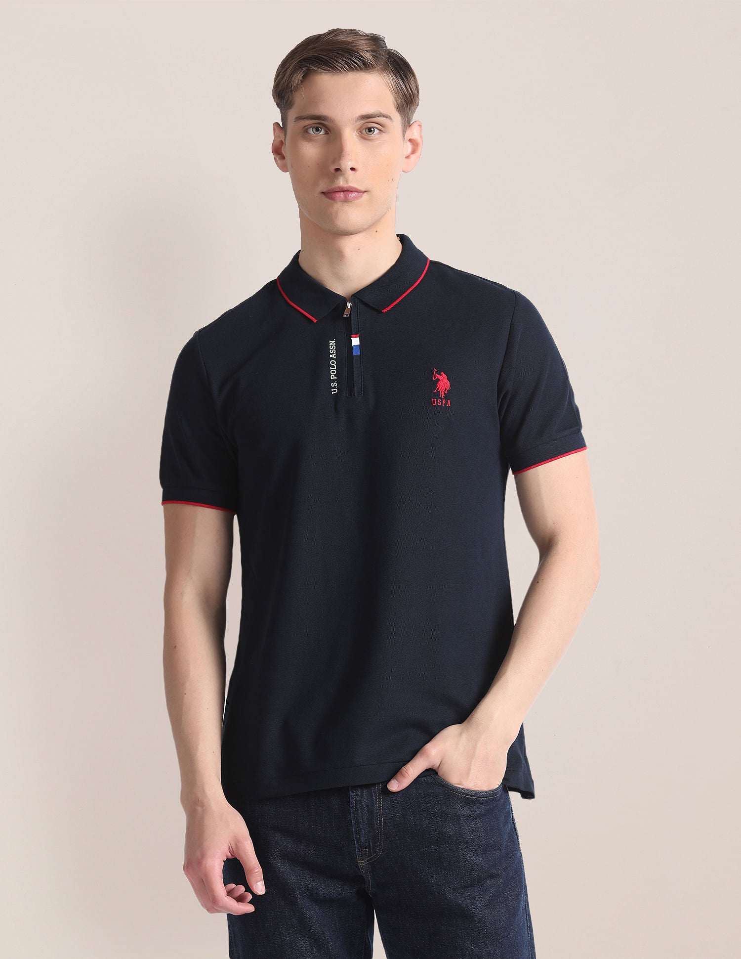 Solid Slim Polo Shirt Navy - U.S. Polo Assn. India | Large