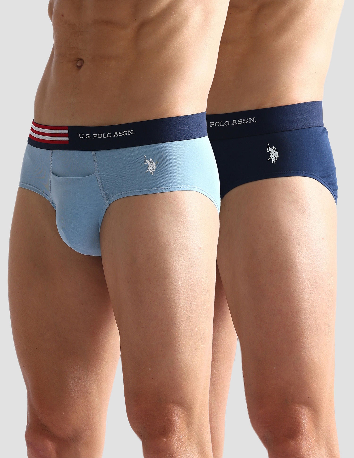Flag Waist Single Jersey OEB06 Briefs - Pack Of 2 Navy and Blue - U.S. POLO ASSN. | Large