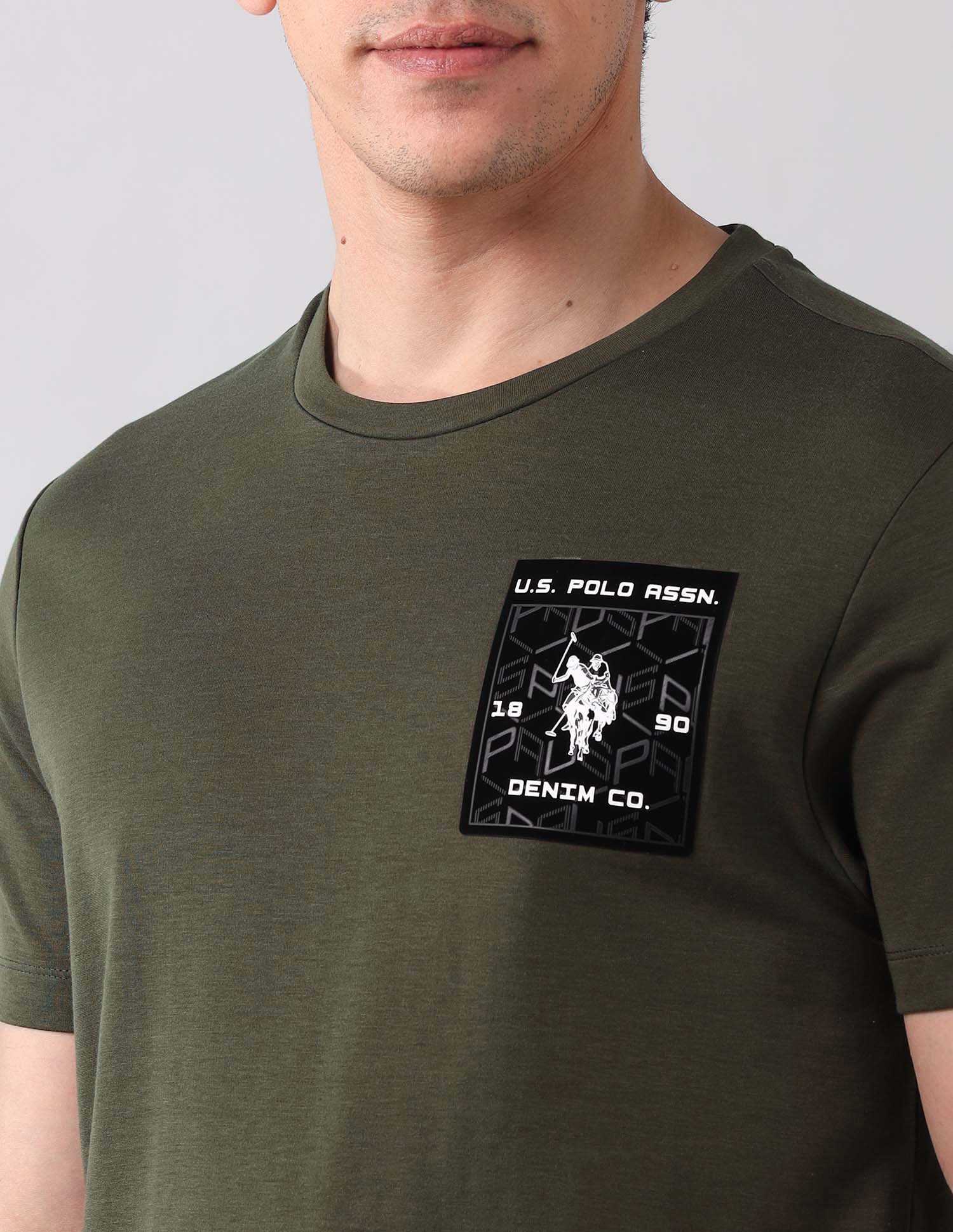 Brand Appliqued Black Label T-Shirt Olive - U.S. Polo Assn. India | Large