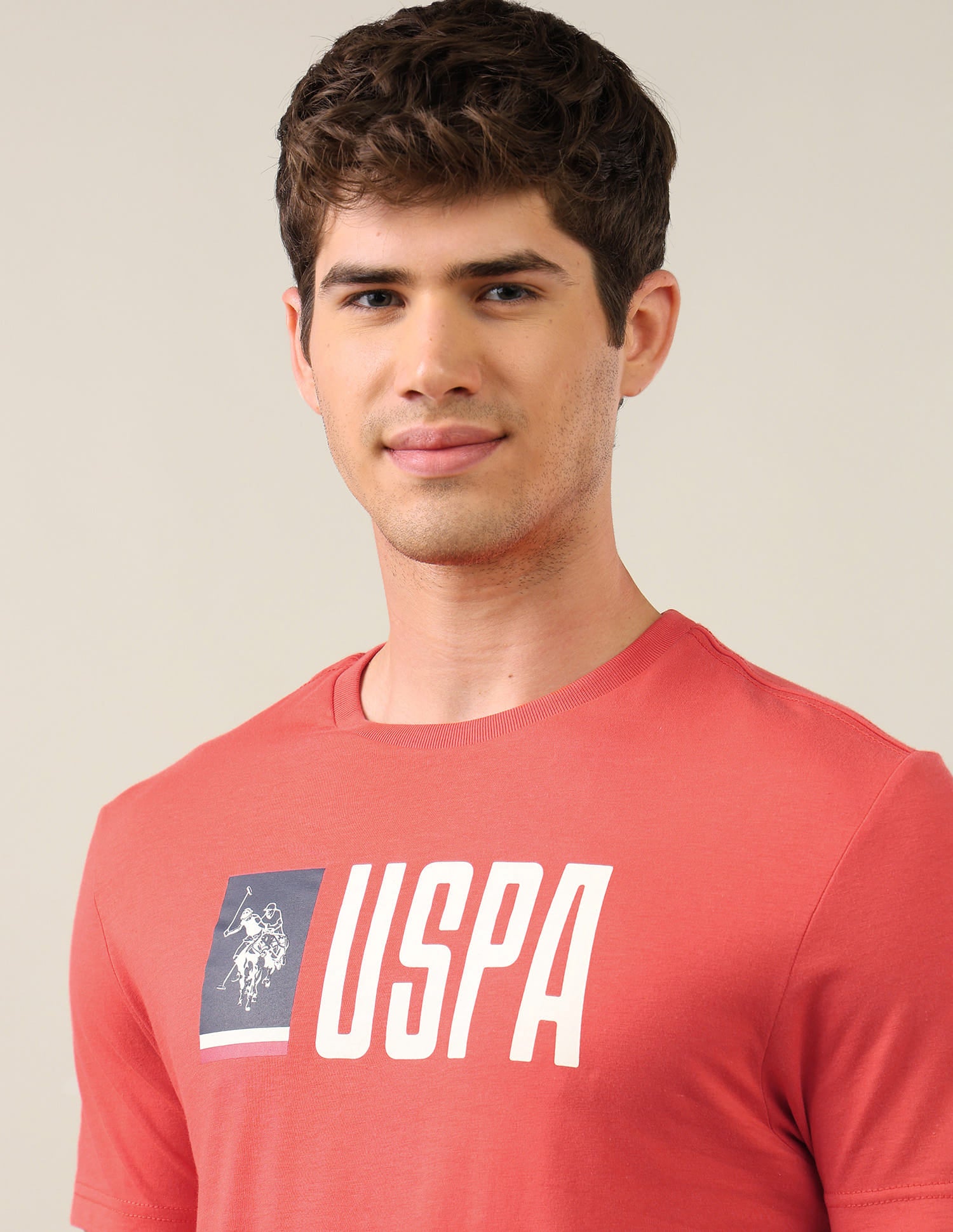 Brand Printed Regular Fit T-Shirt Red - U.S. Polo Assn. India | Large