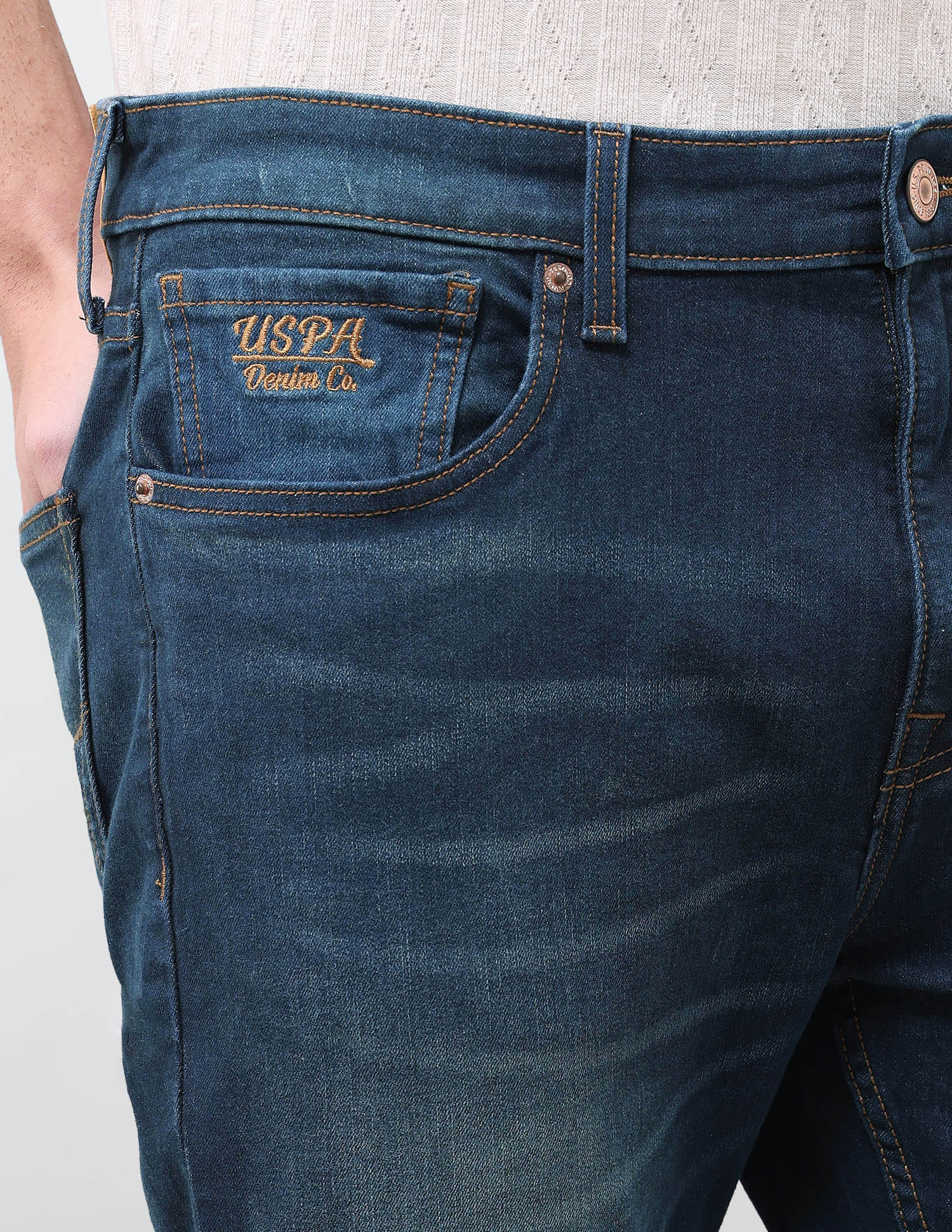 Solid Straight Fit Jeans Blue - U.S. Polo Assn. India | Large