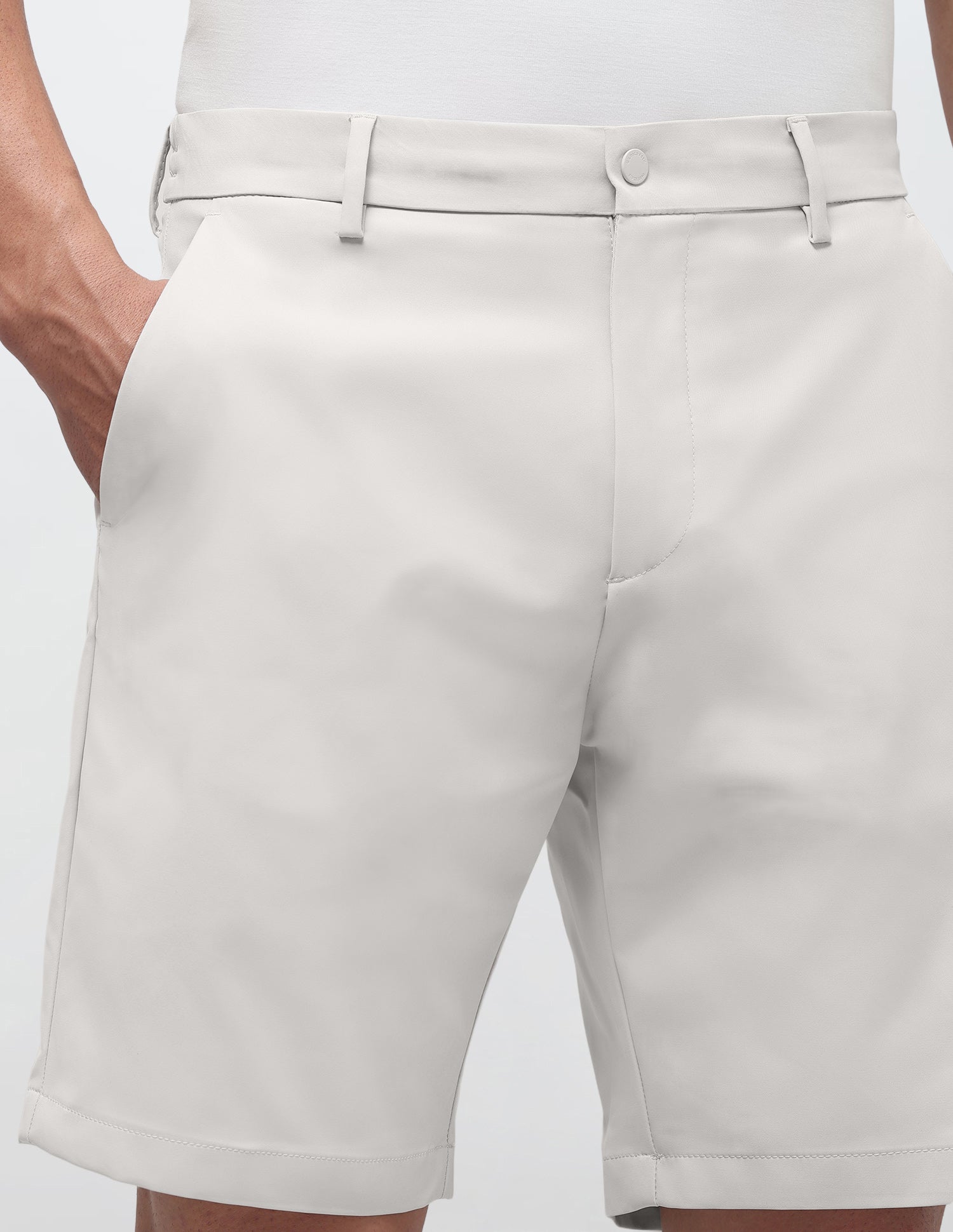 Mid Rise Solid Shorts Light Grey Melang - U.S. Polo Assn. India | Large
