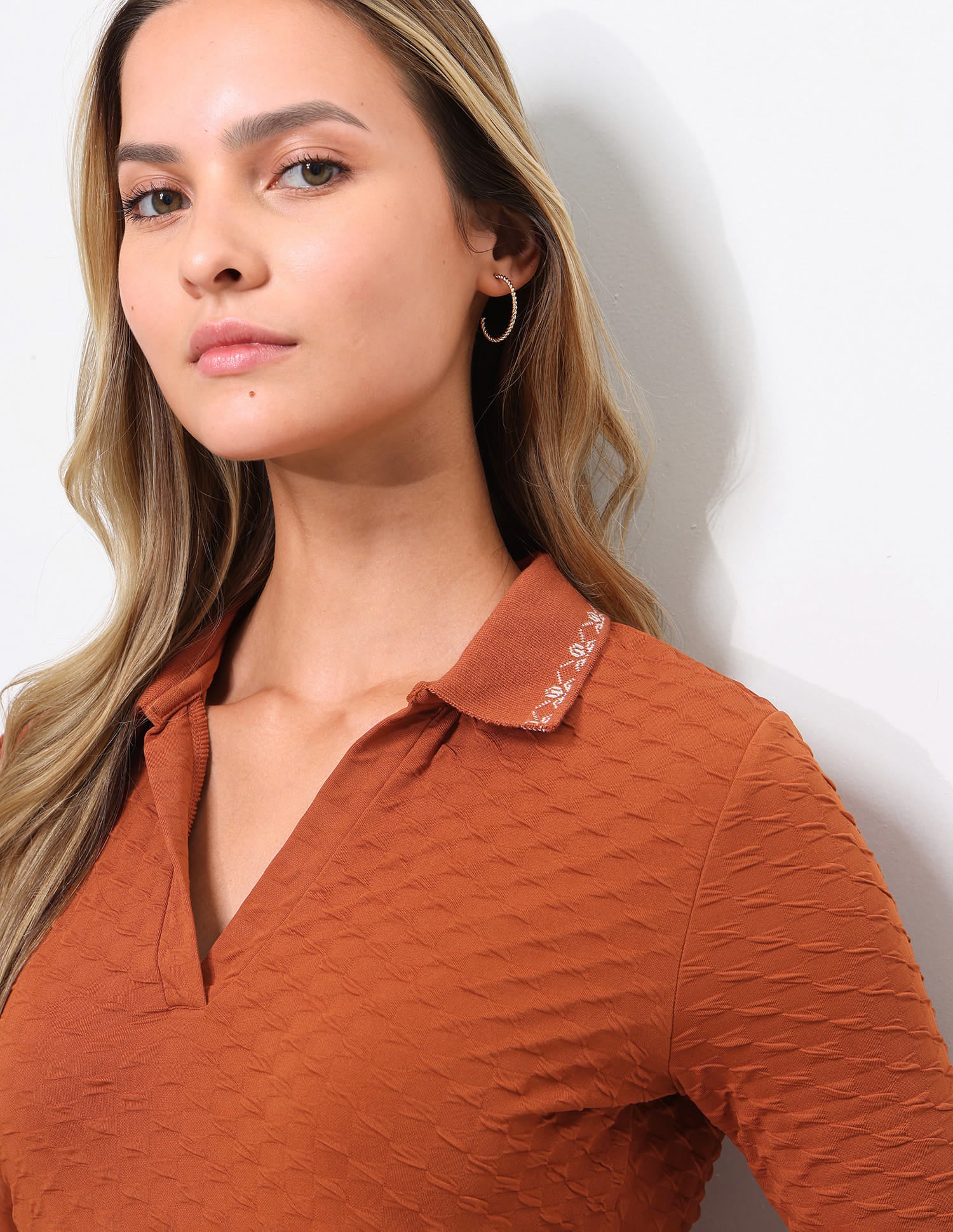 Textured Embroidered Polo Dress Orange - U.S. Polo Assn. India | Large