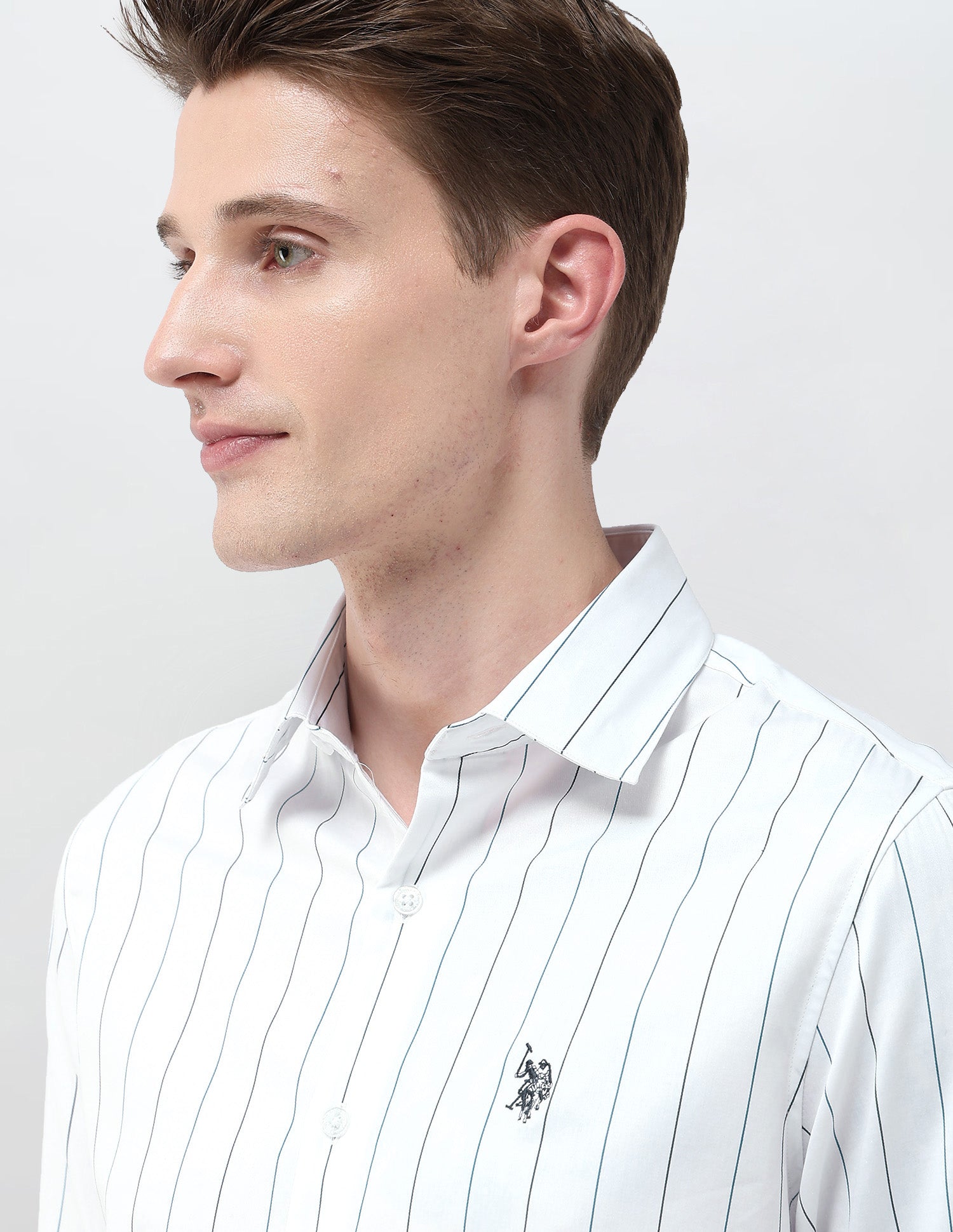 Tailored Fit Satin Shirt Teal - U.S. Polo Assn. India | Large