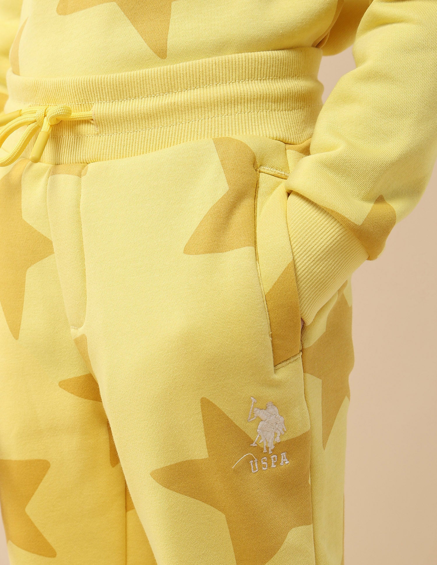 Boys Geometric Printed Regular Fit Joggers Yellow - U.S. POLO ASSN. | Large